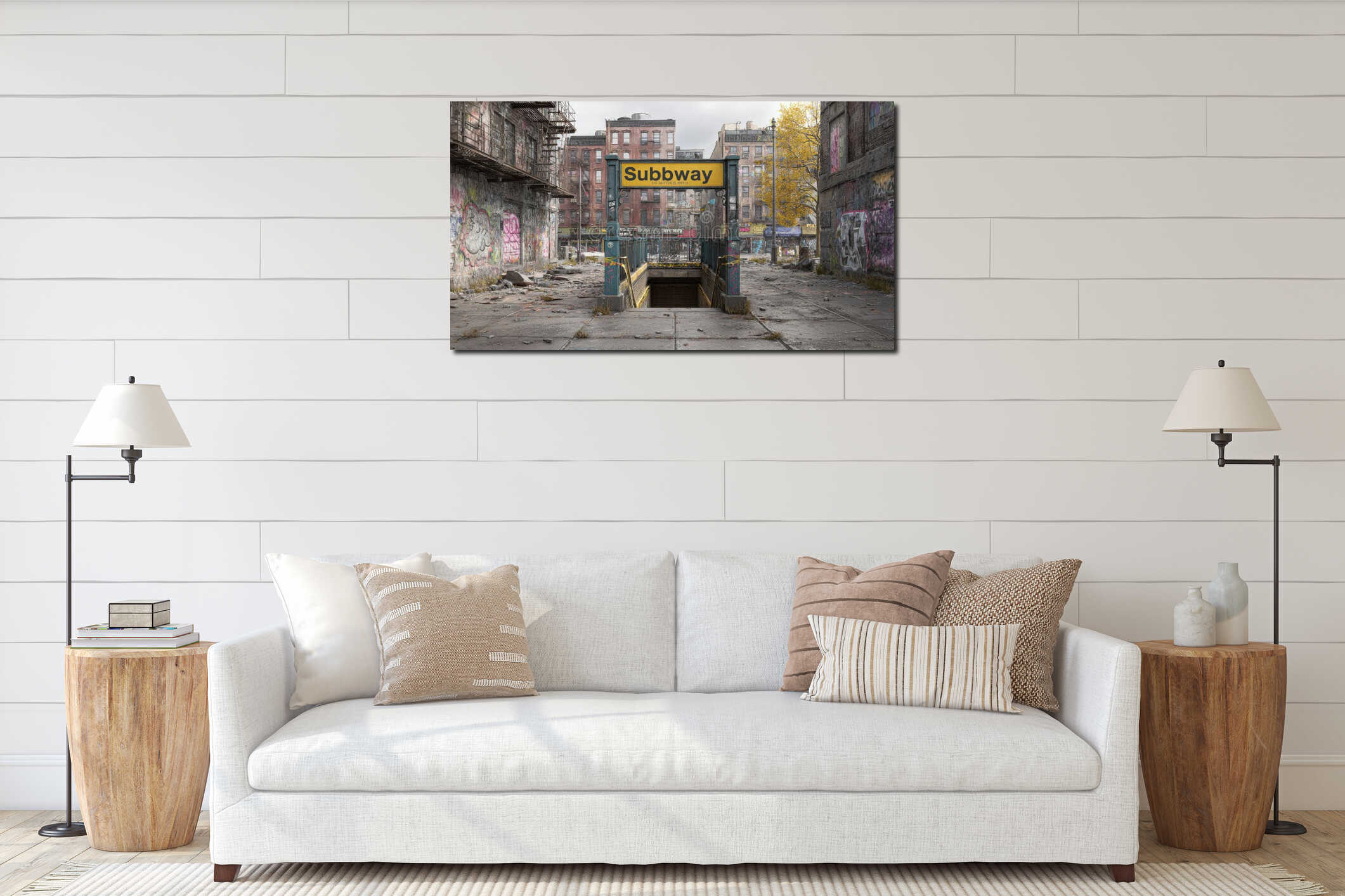 Canvas hanging interior mockup