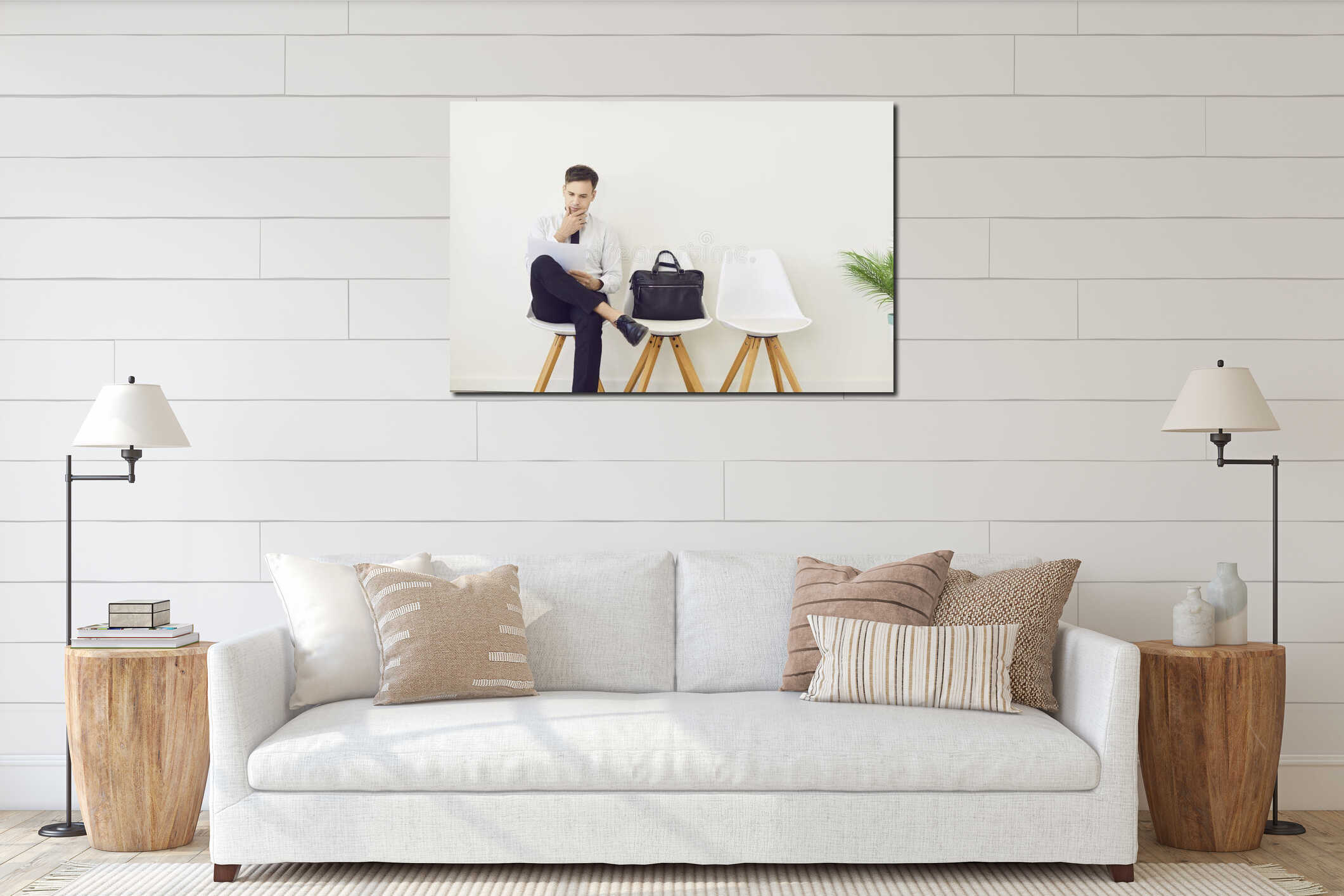 Canvas hanging interior mockup