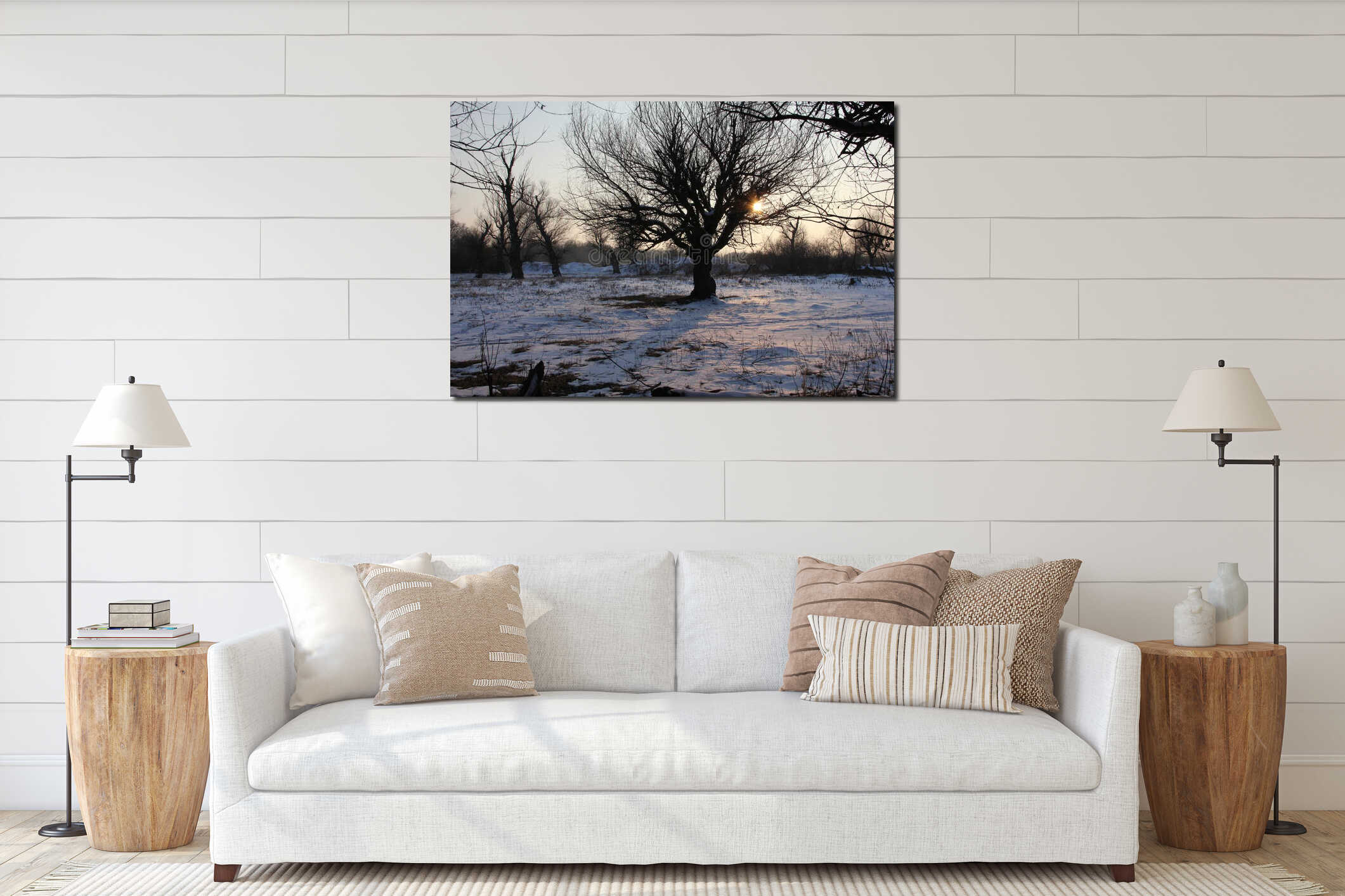 Canvas hanging interior mockup