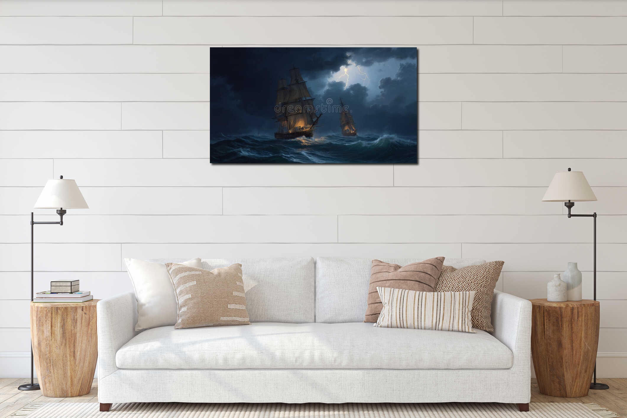 Canvas hanging interior mockup
