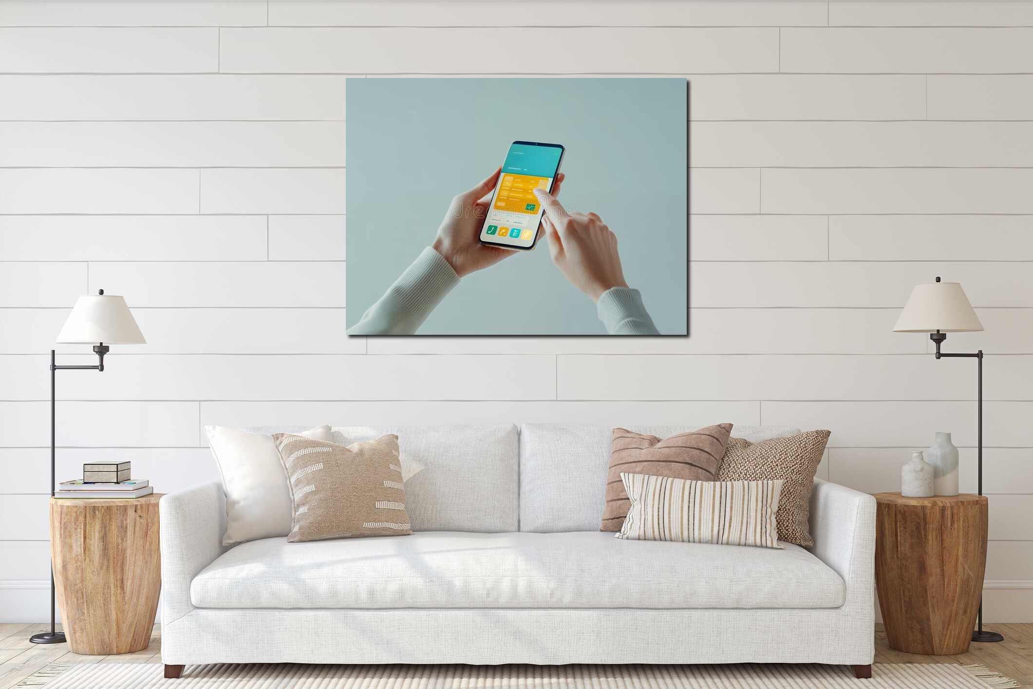 Canvas hanging interior mockup