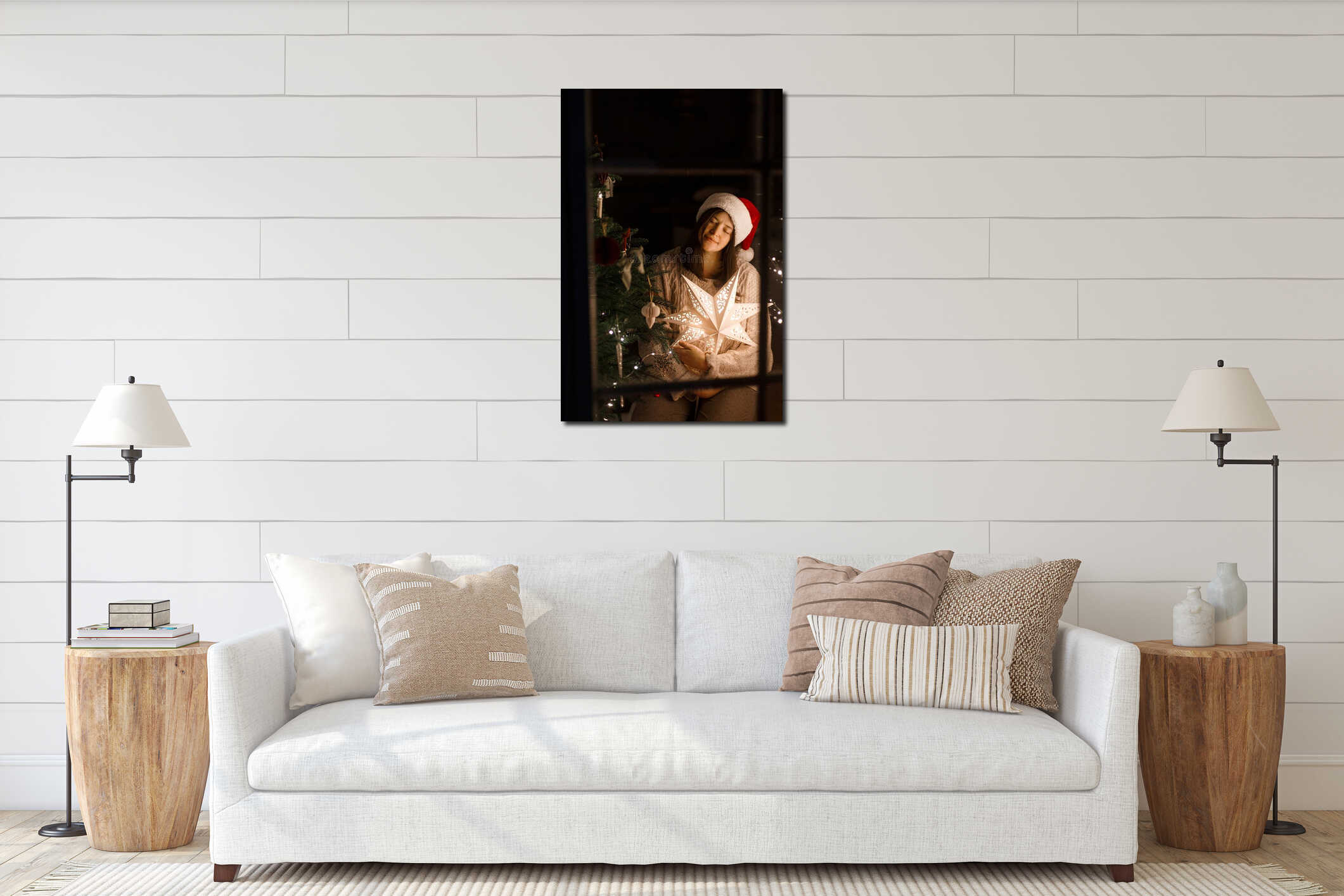 Canvas hanging interior mockup