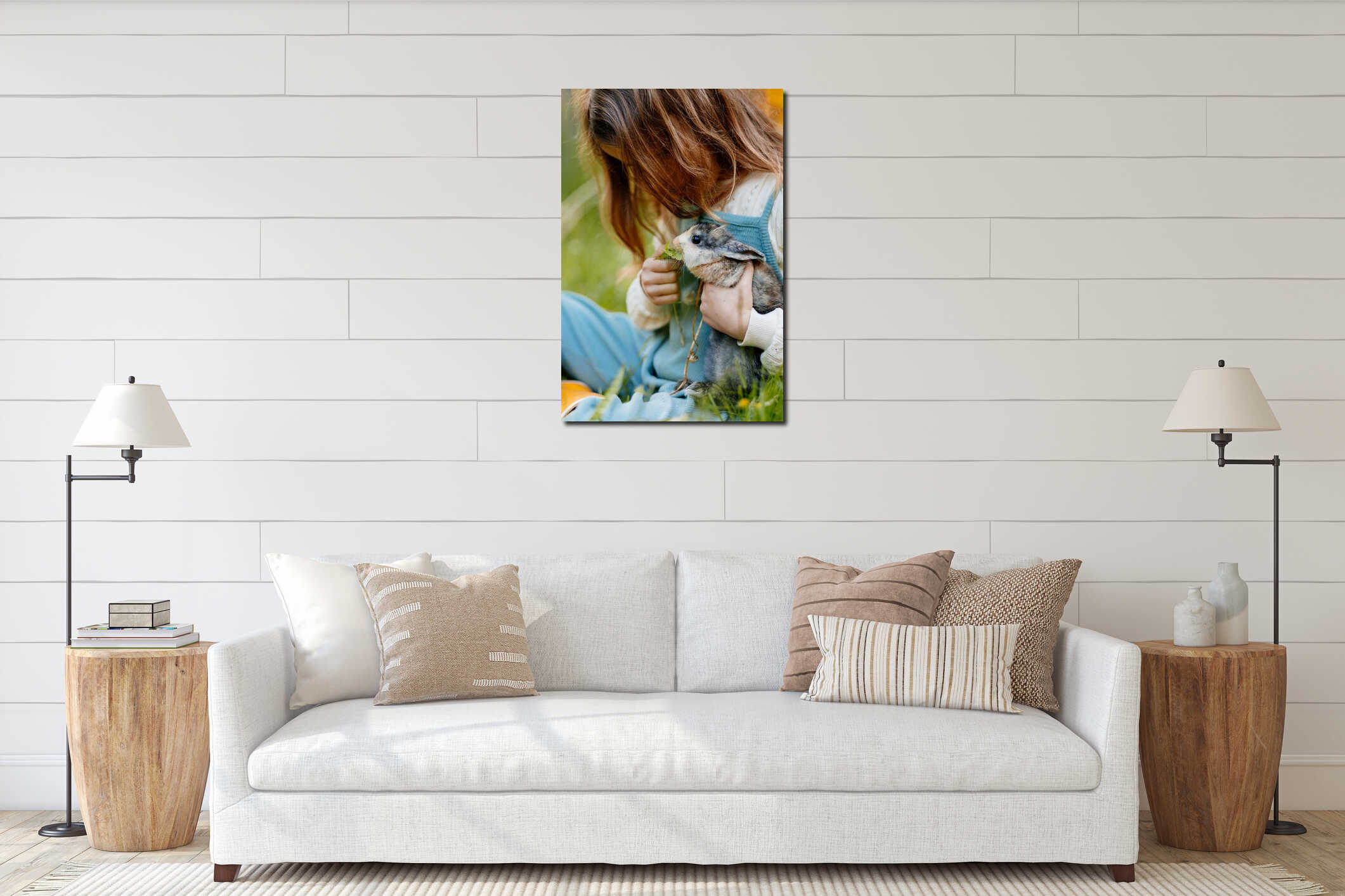Canvas hanging interior mockup