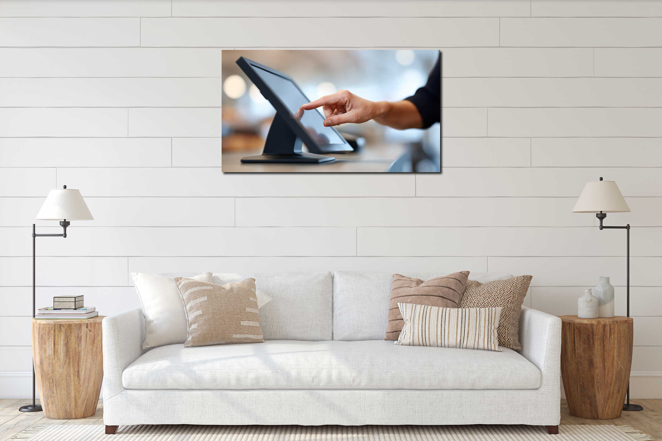 Canvas hanging interior mockup