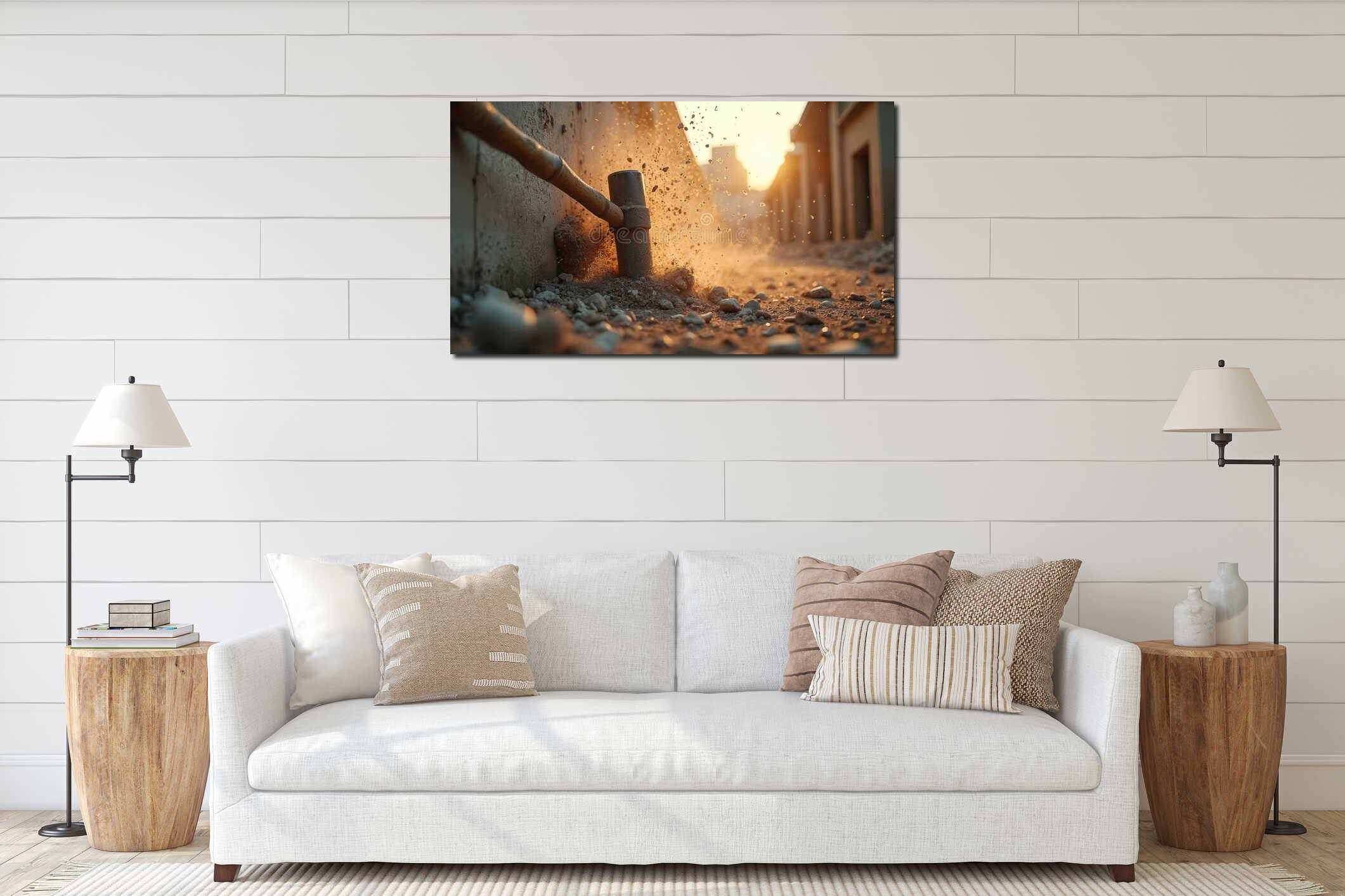 Canvas hanging interior mockup