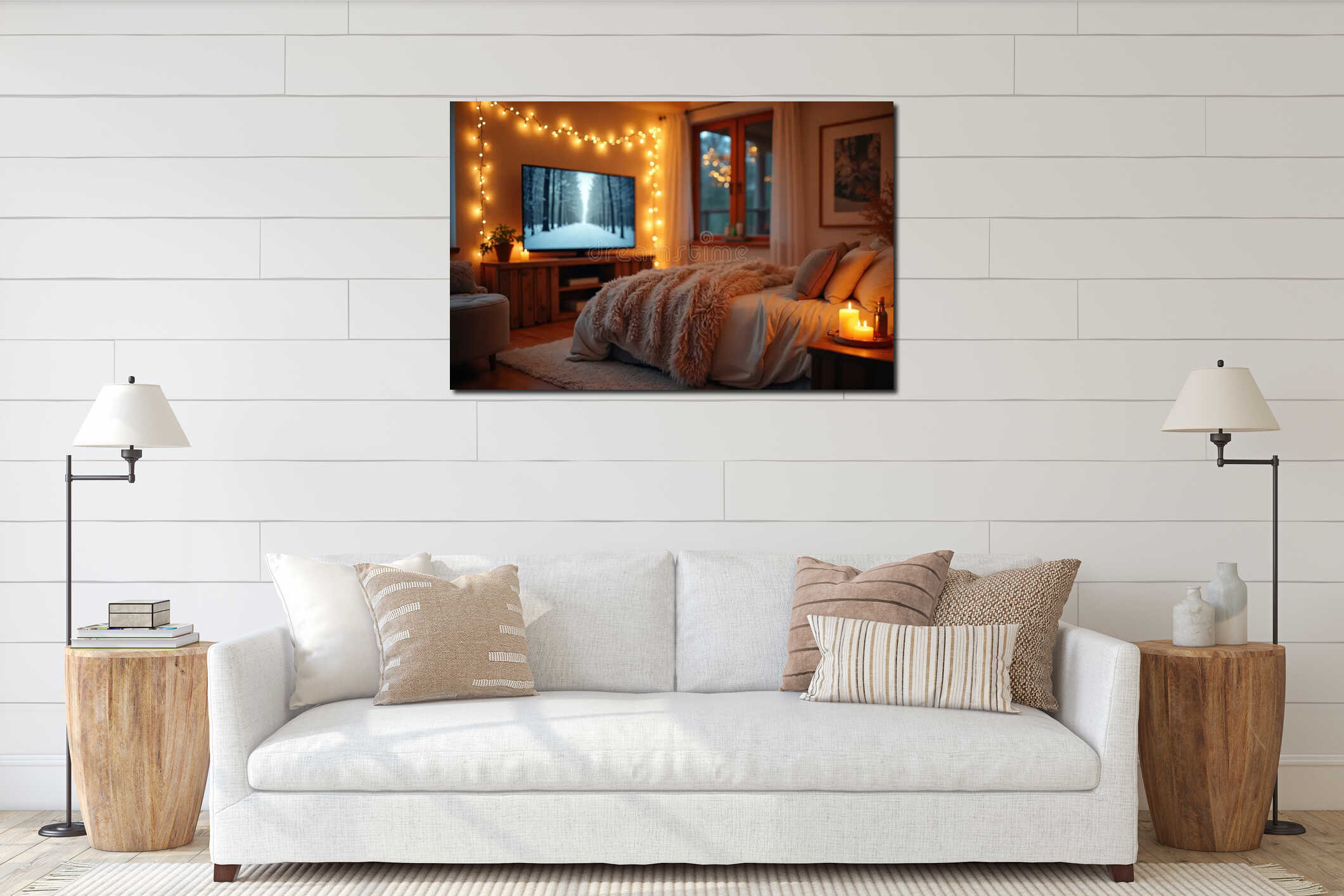 Canvas hanging interior mockup