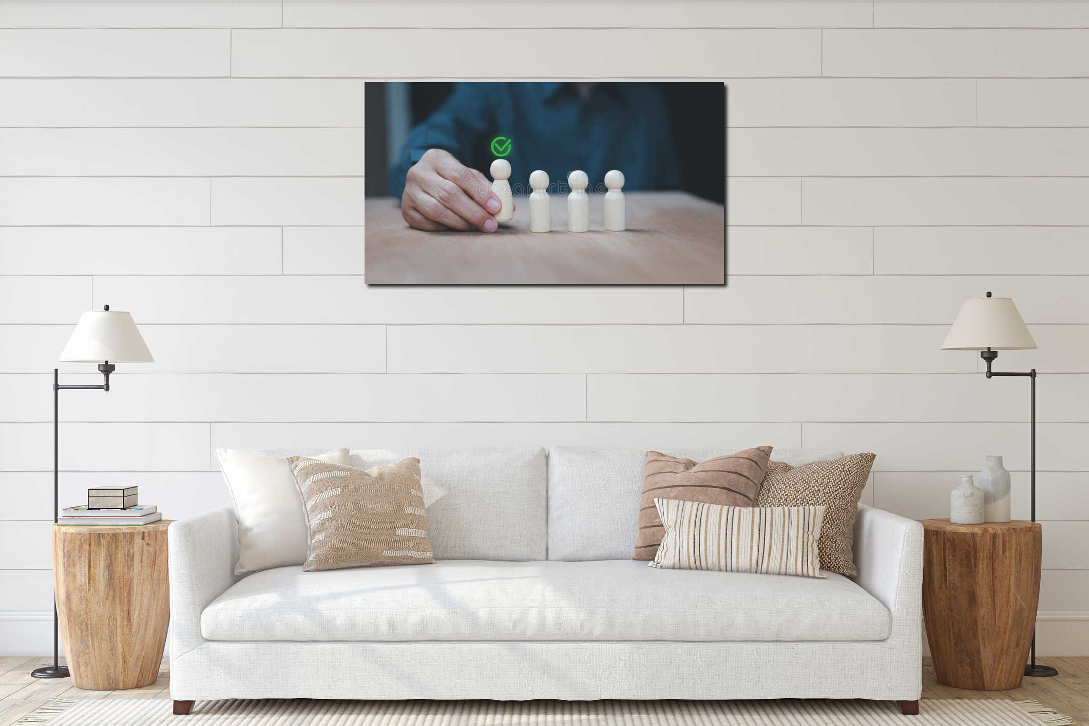 Canvas hanging interior mockup
