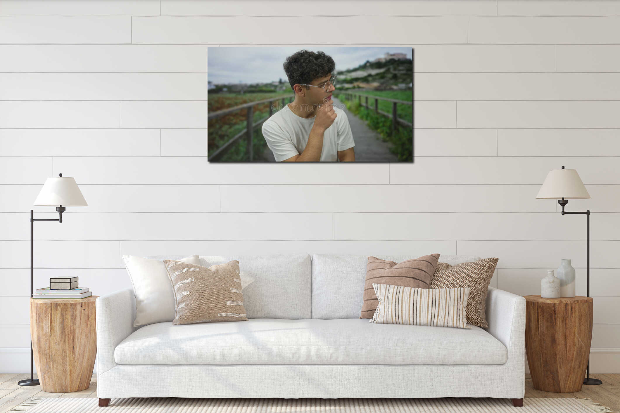 Canvas hanging interior mockup