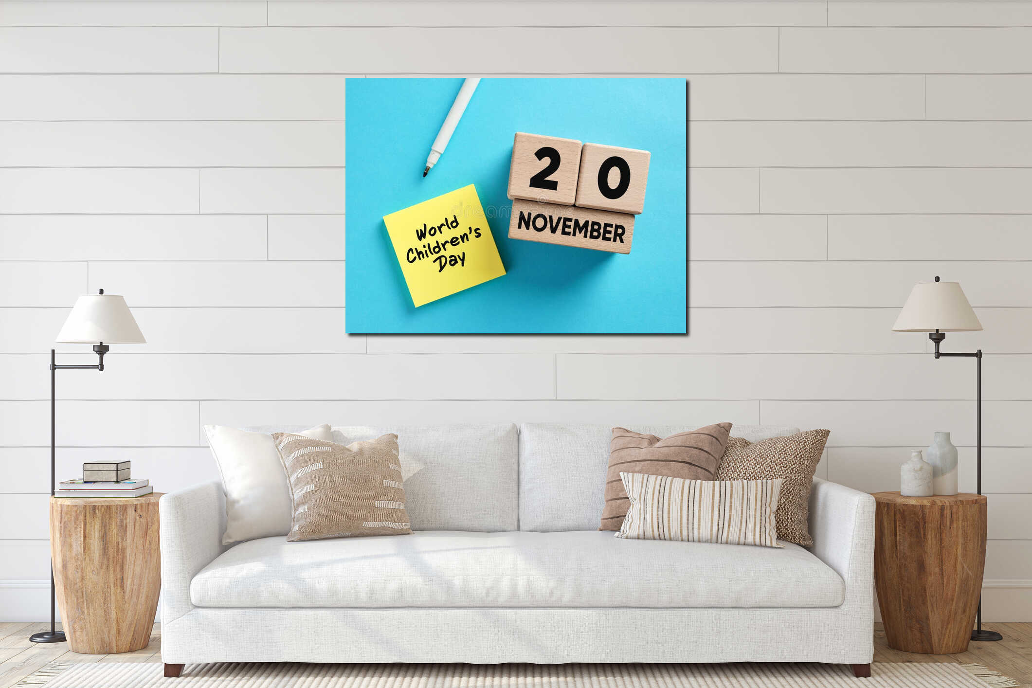 Canvas hanging interior mockup