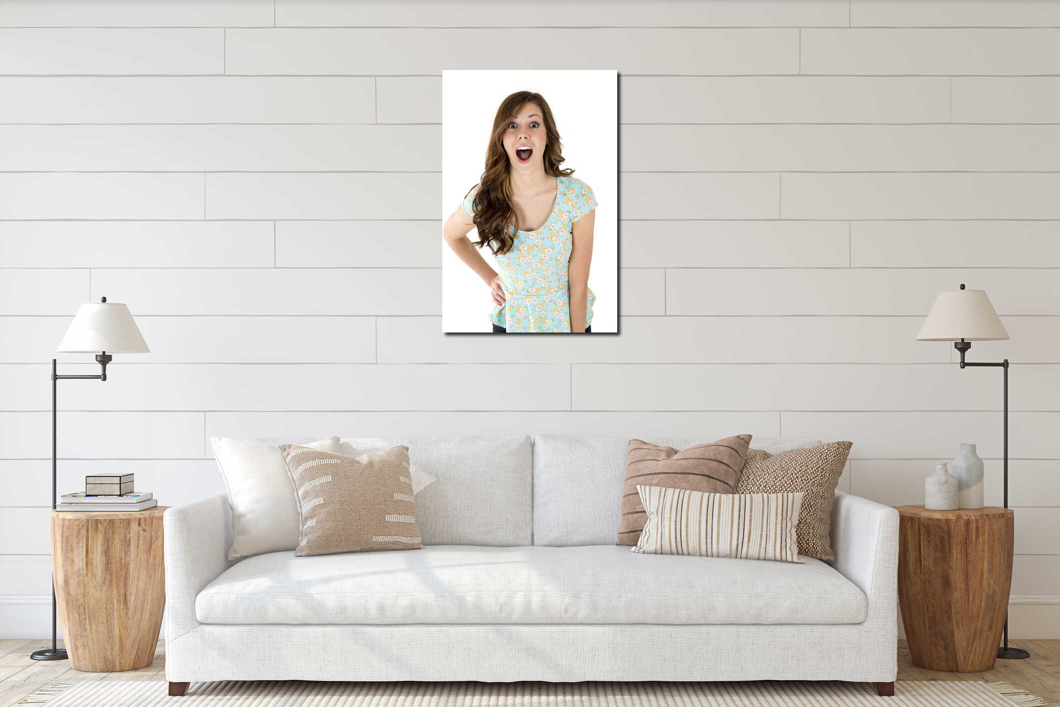 Canvas hanging interior mockup