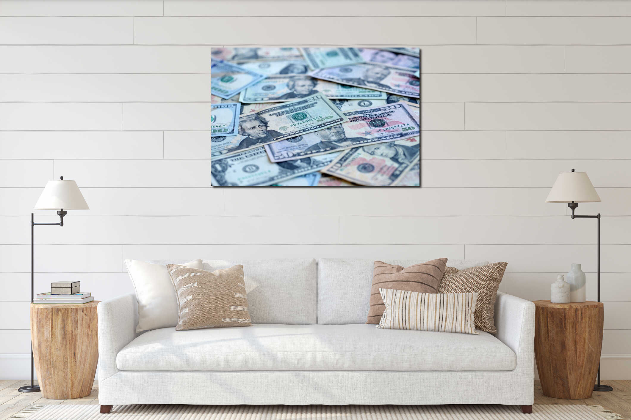 Canvas hanging interior mockup