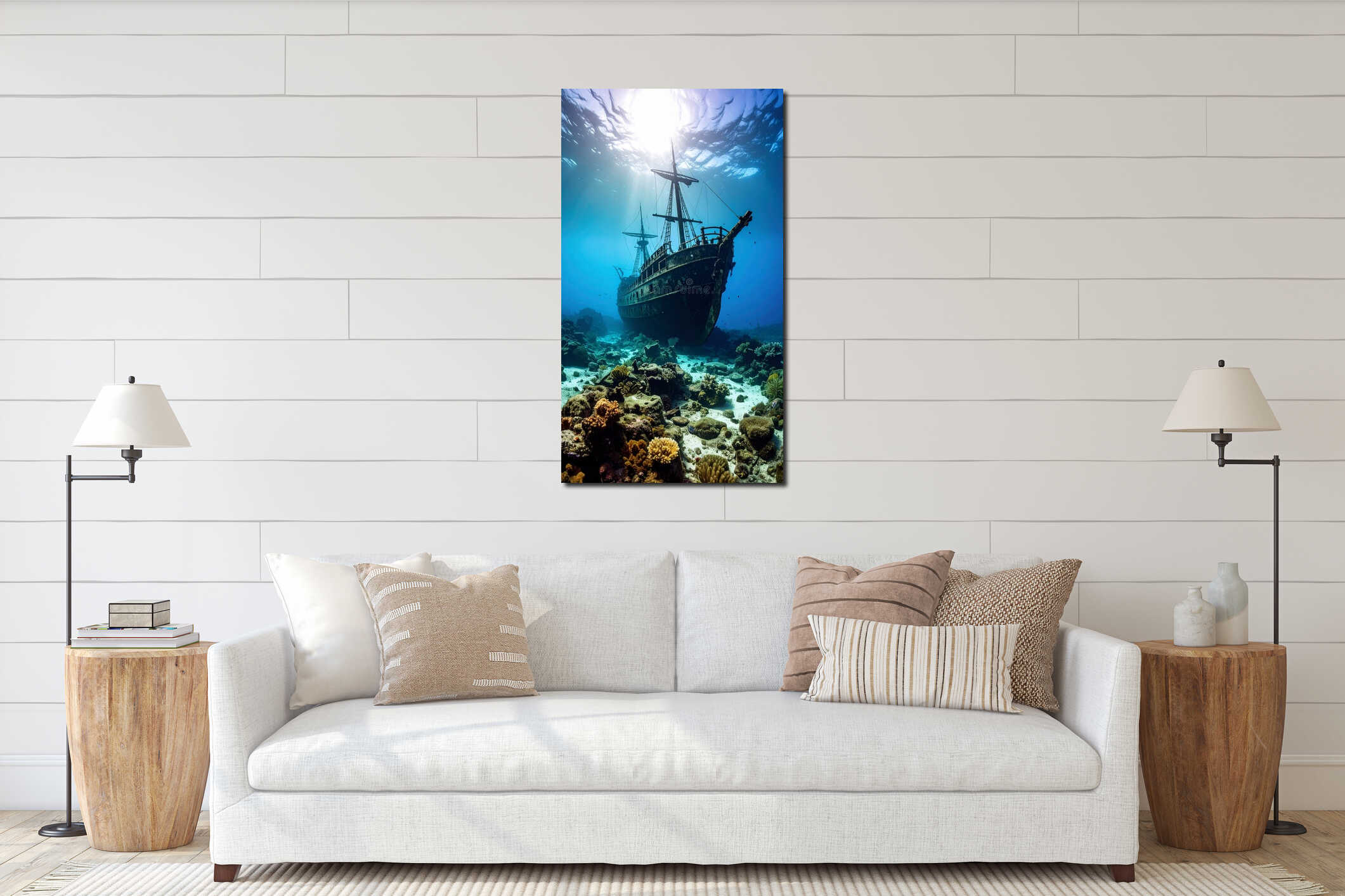 Canvas hanging interior mockup