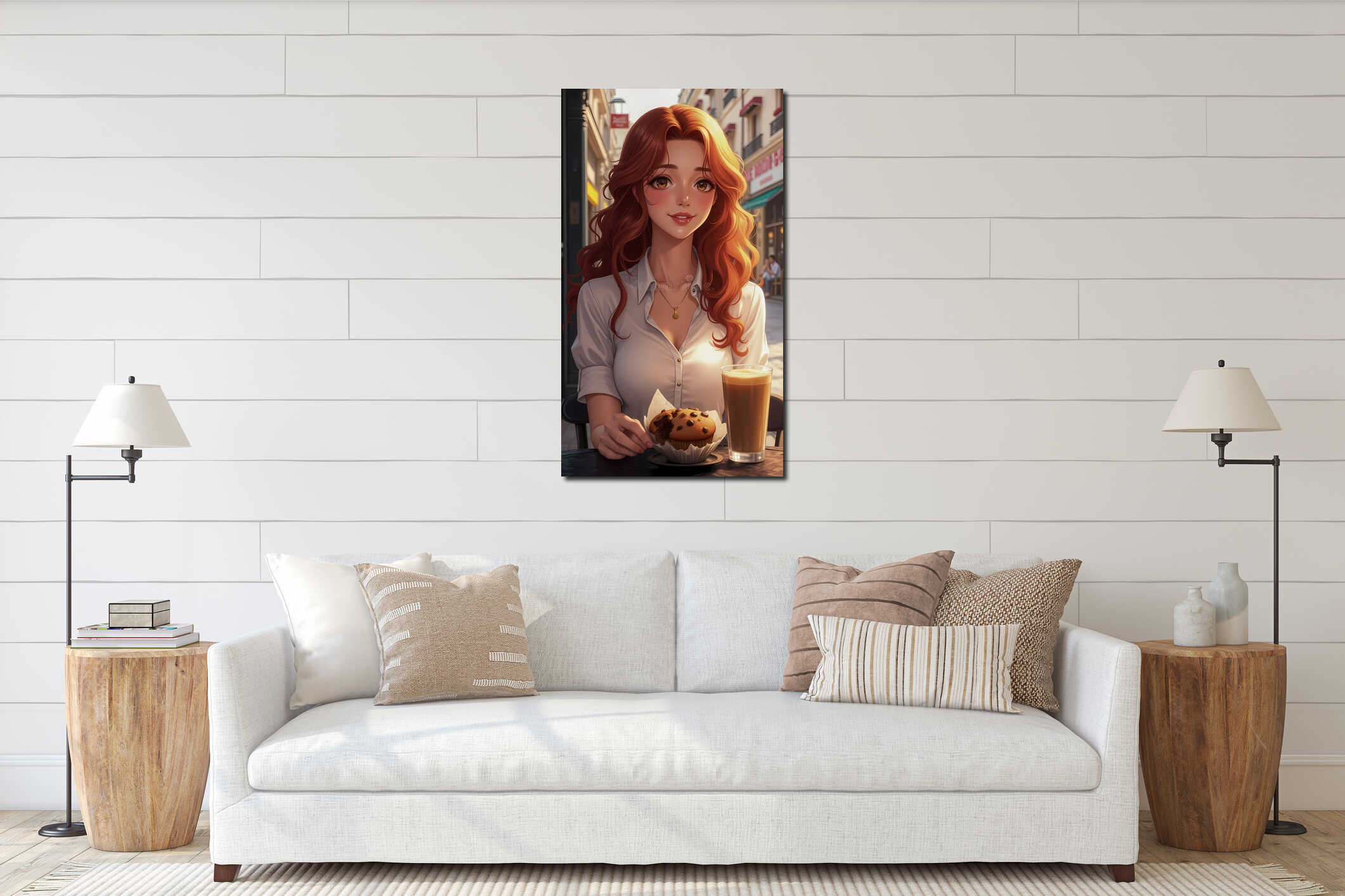 Canvas hanging interior mockup