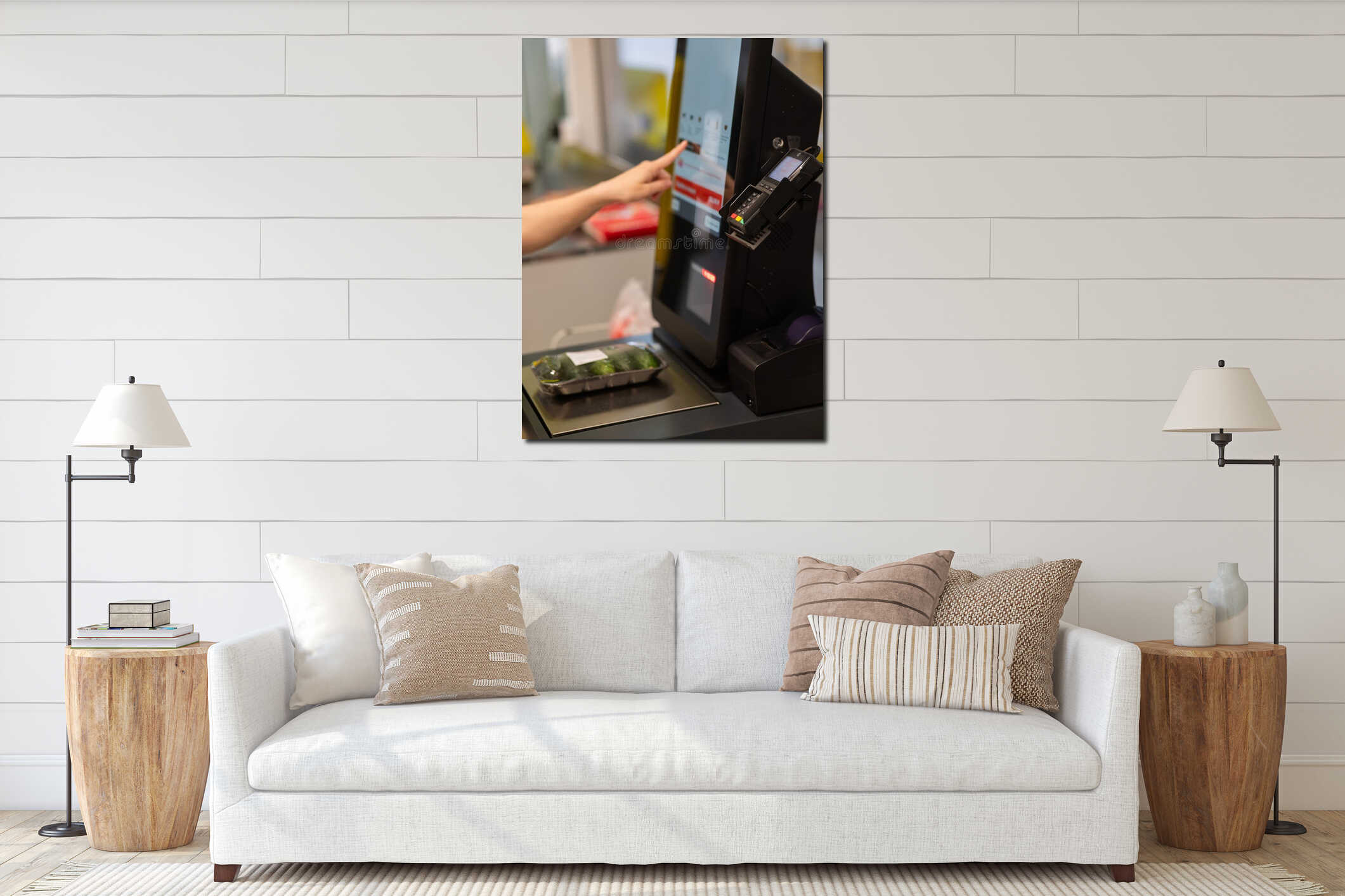 Canvas hanging interior mockup