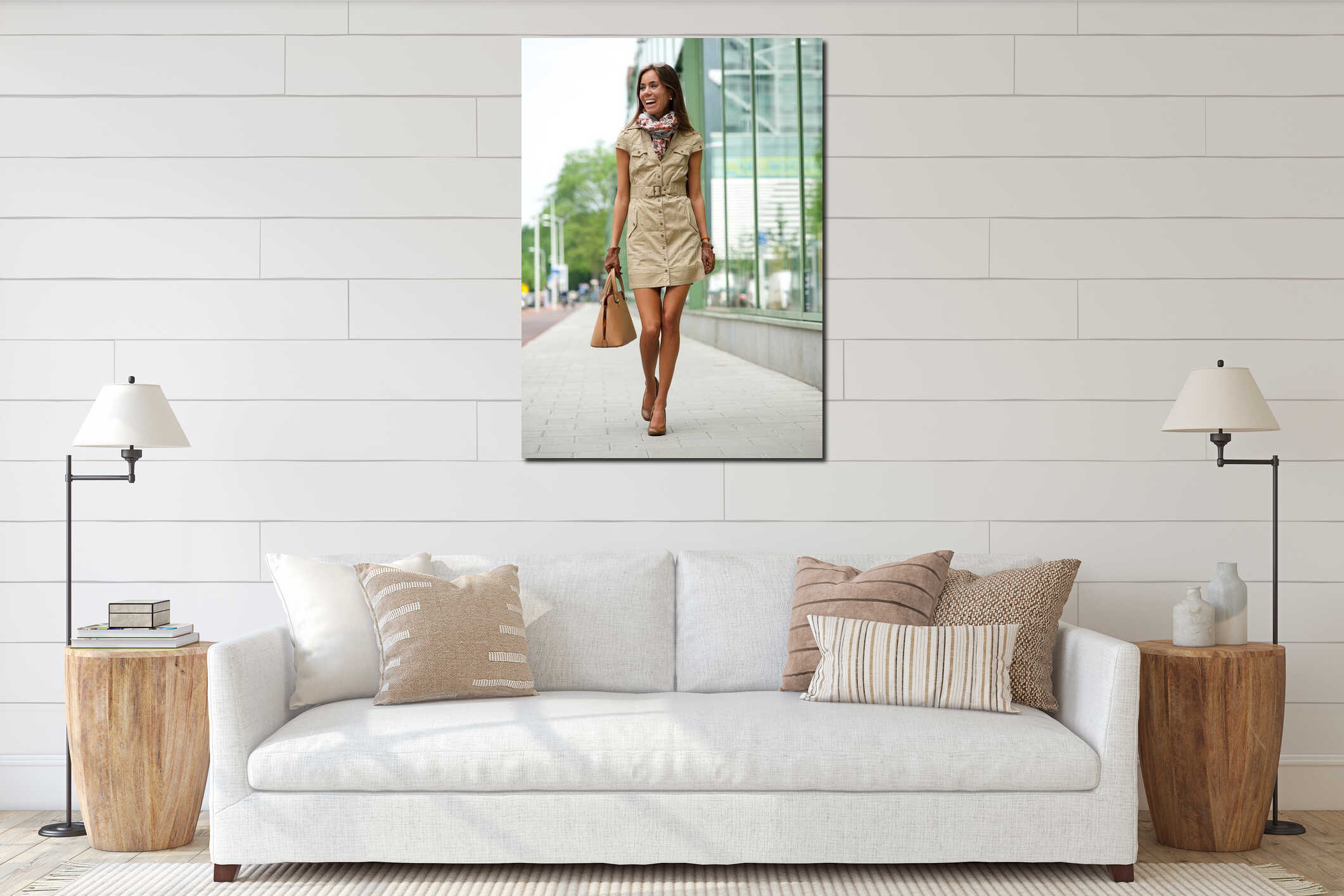 Canvas hanging interior mockup