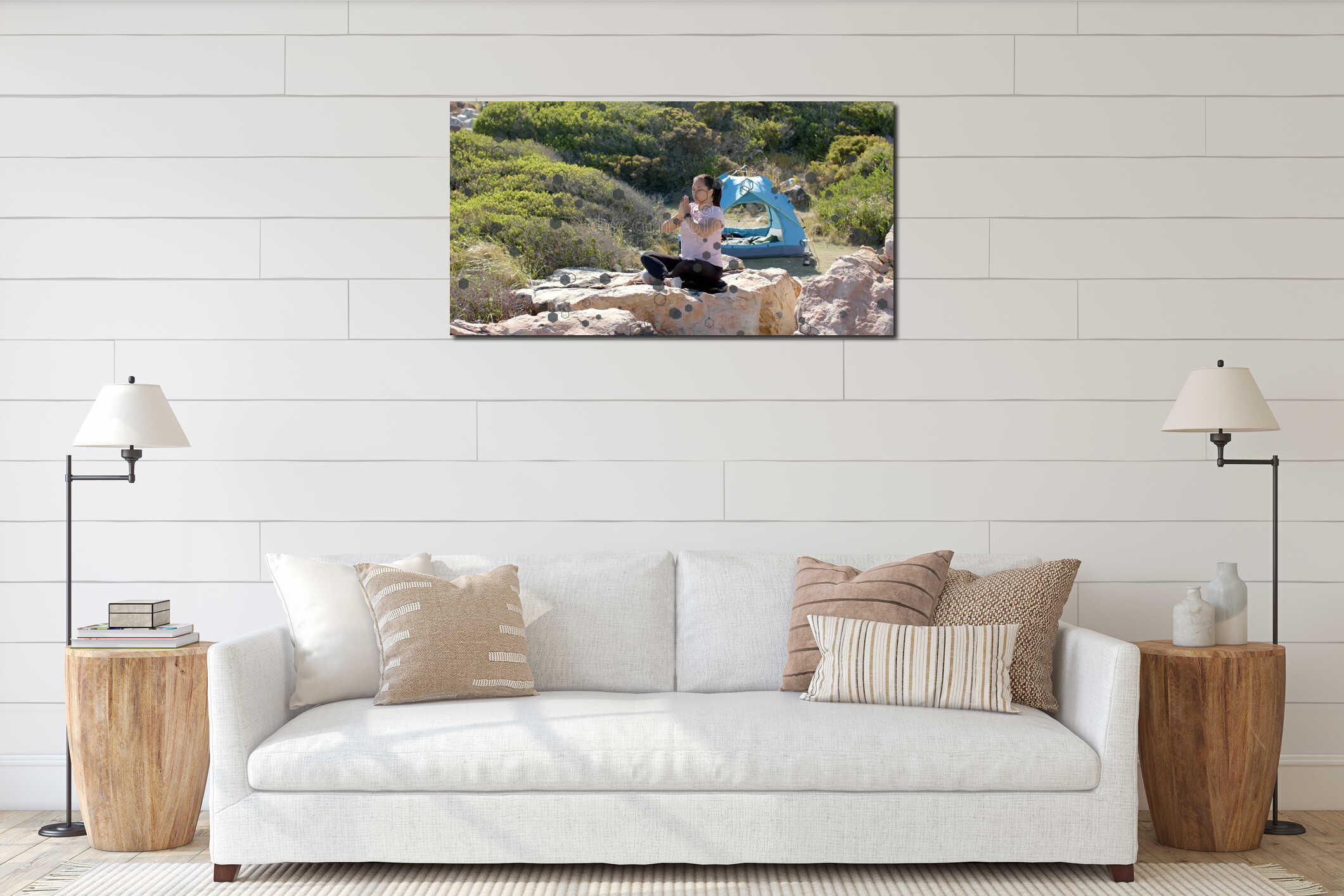 Canvas hanging interior mockup