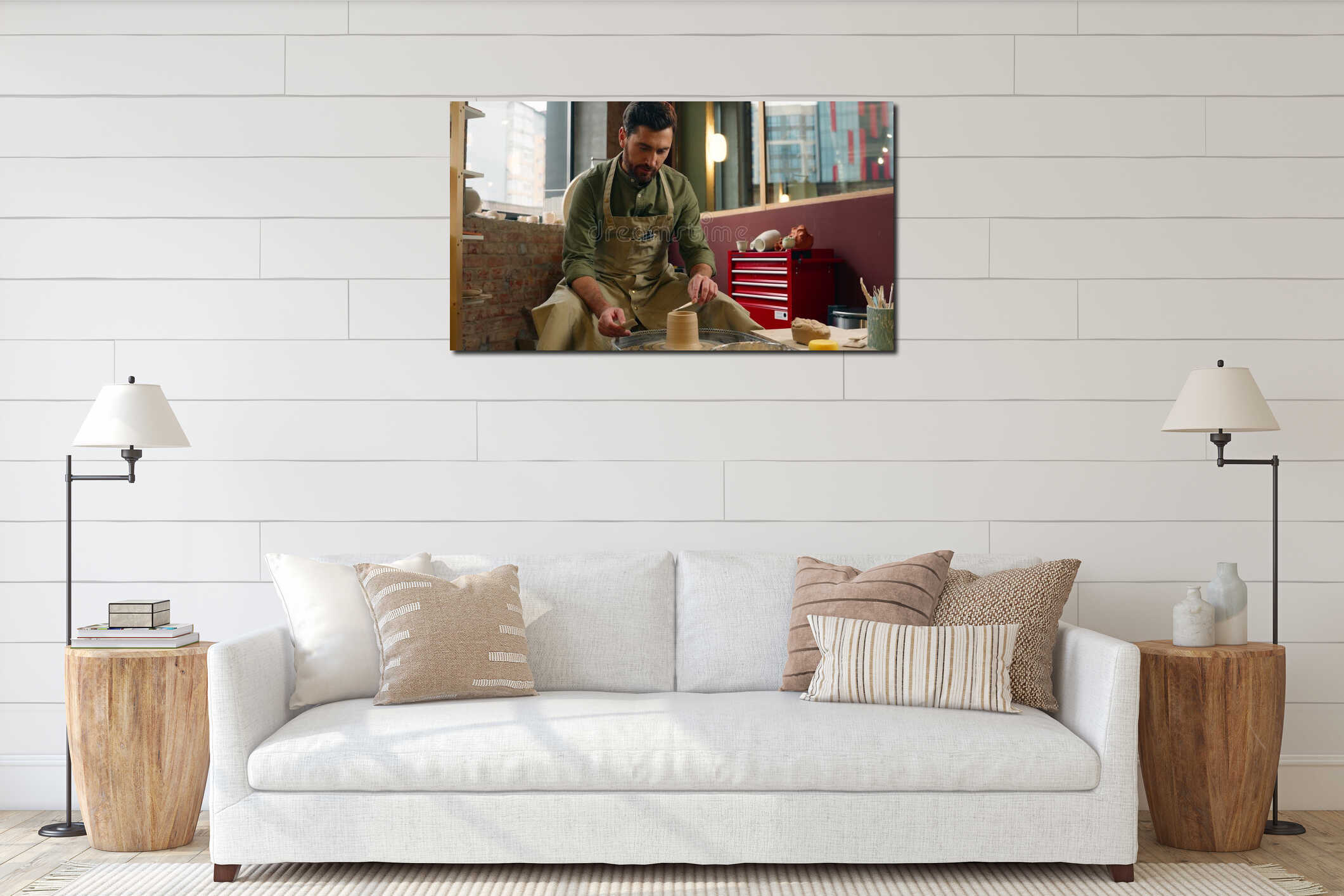 Canvas hanging interior mockup