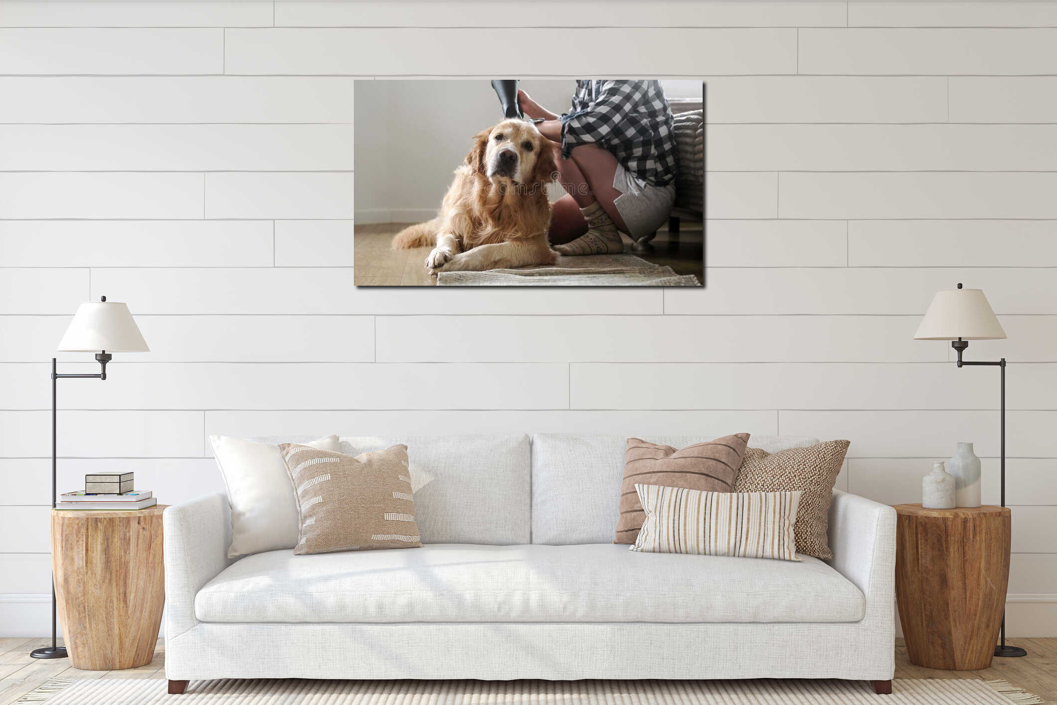 Canvas hanging interior mockup