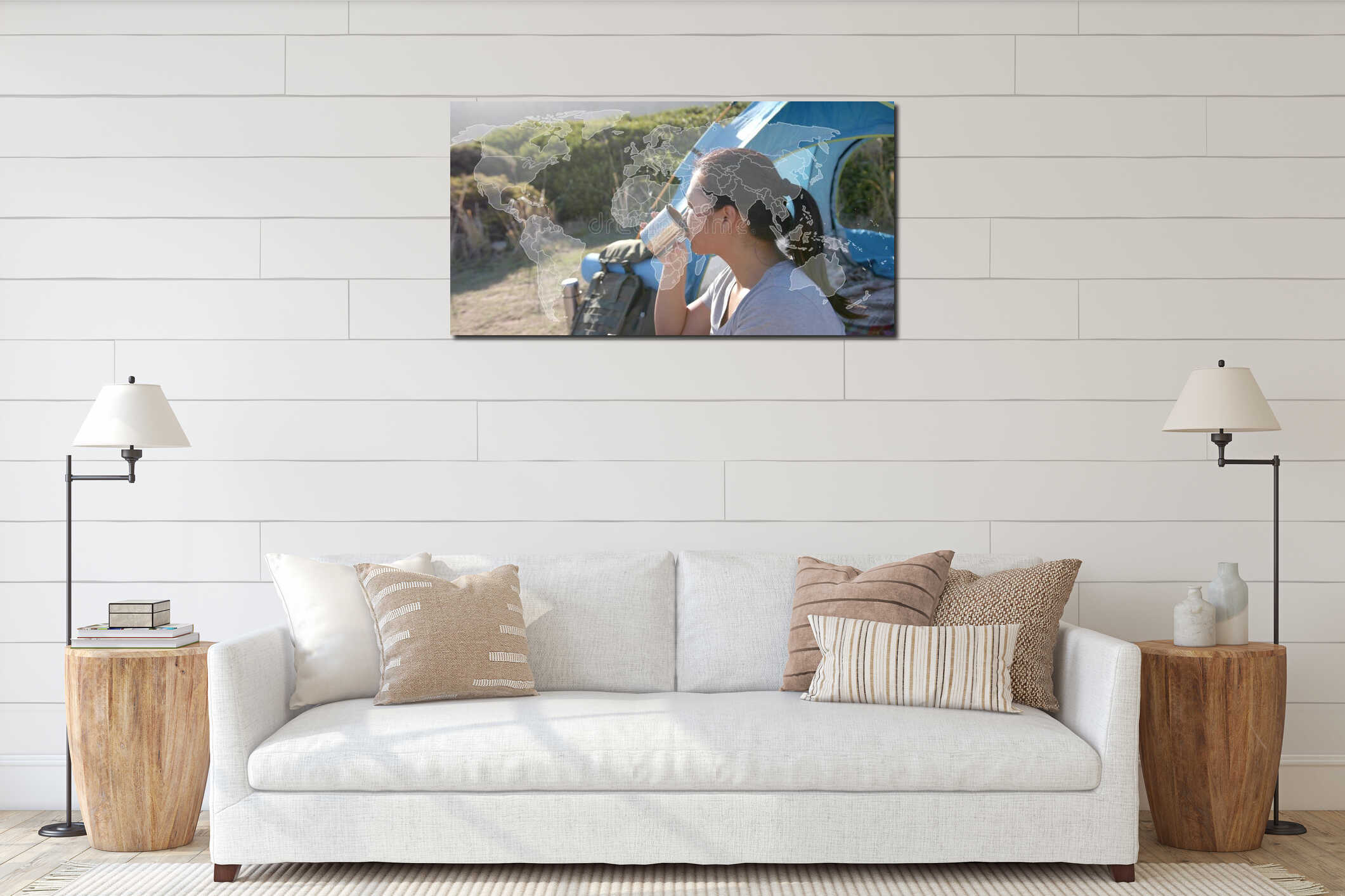 Canvas hanging interior mockup