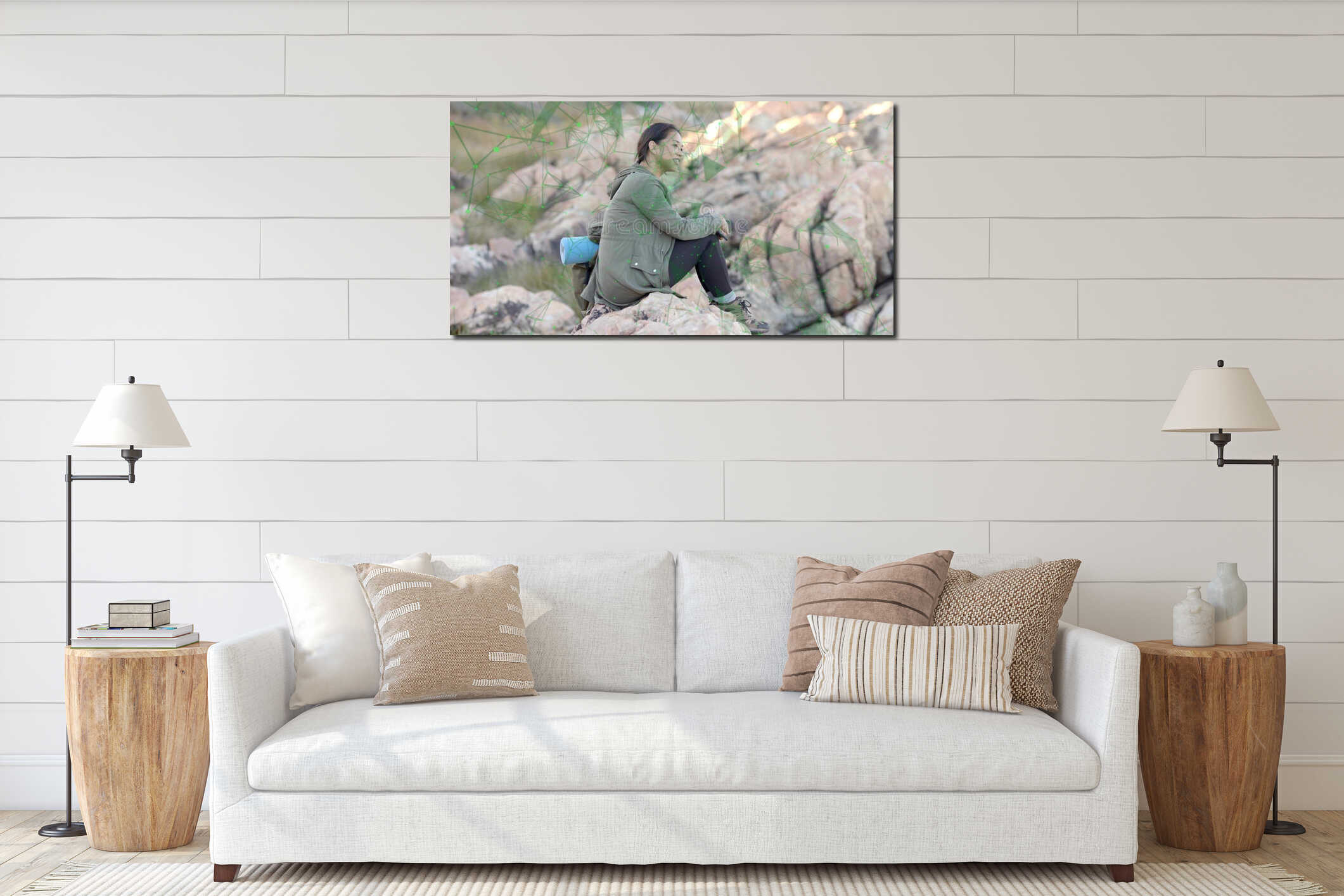 Canvas hanging interior mockup