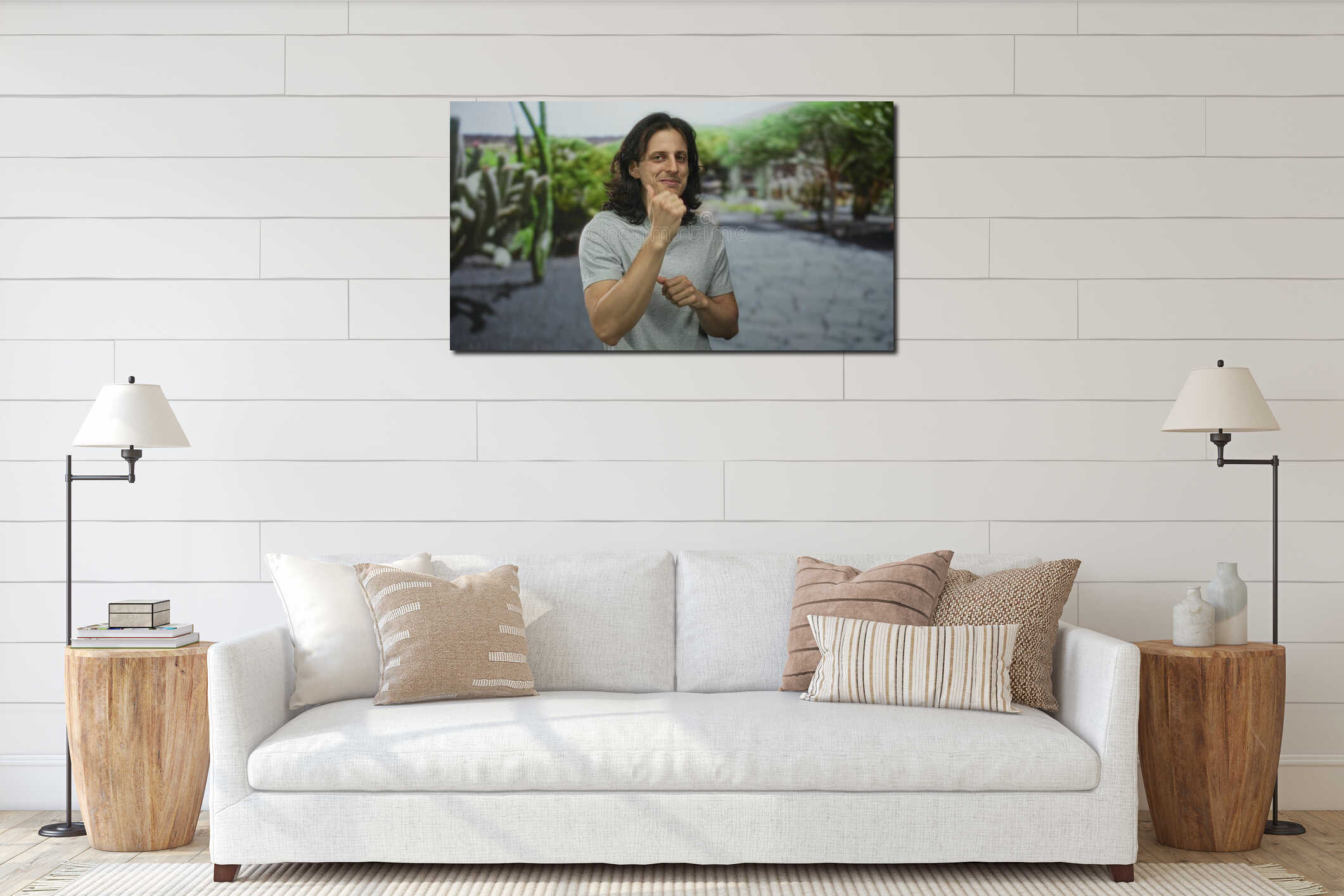 Canvas hanging interior mockup