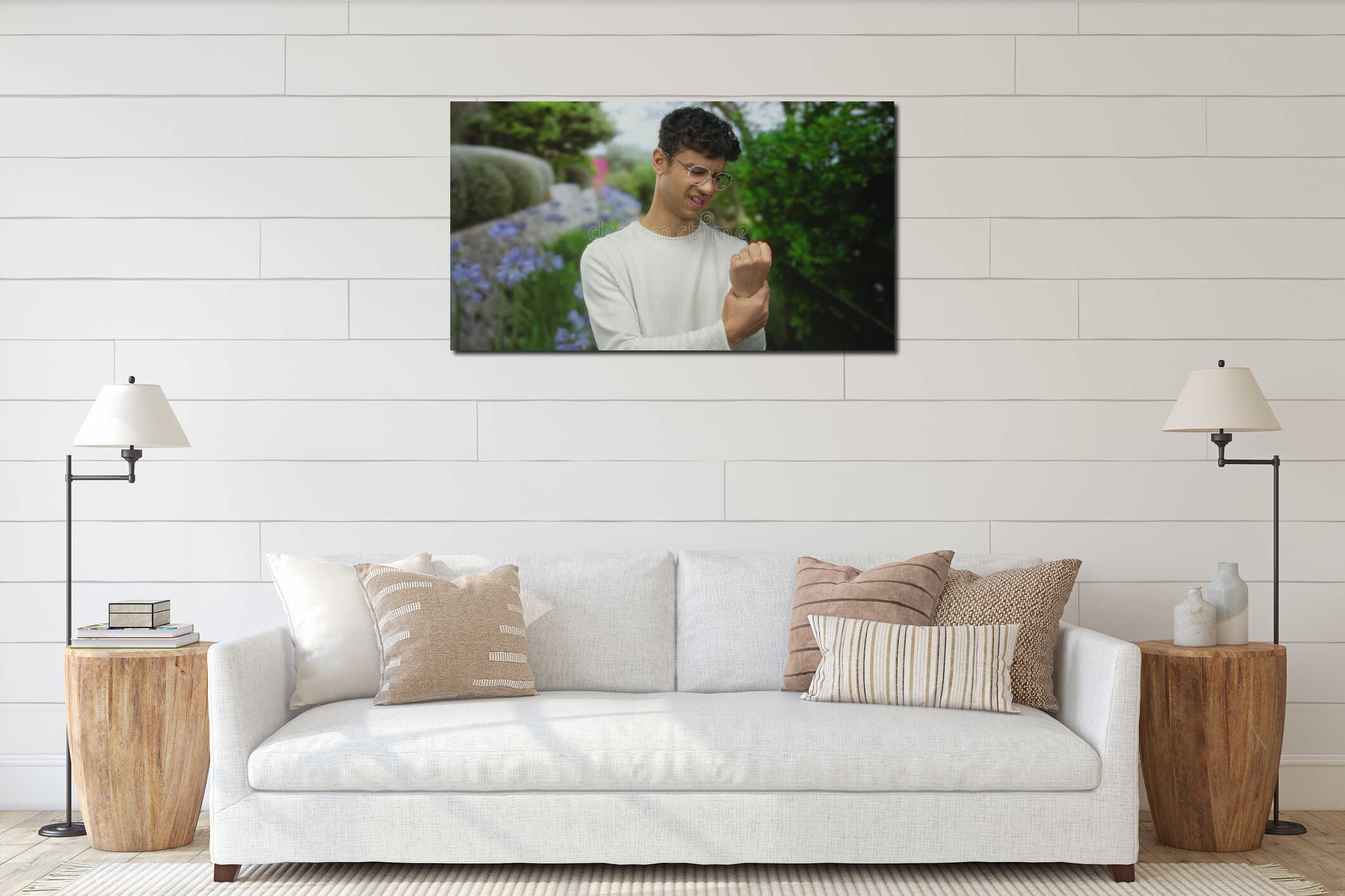 Canvas hanging interior mockup