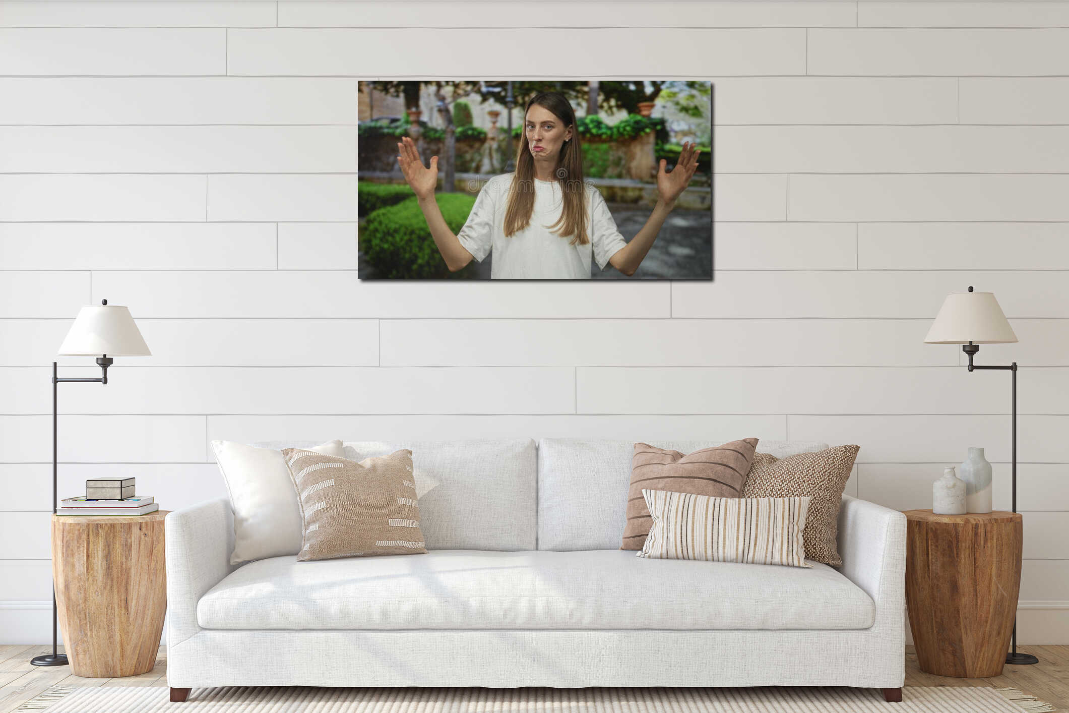 Canvas hanging interior mockup