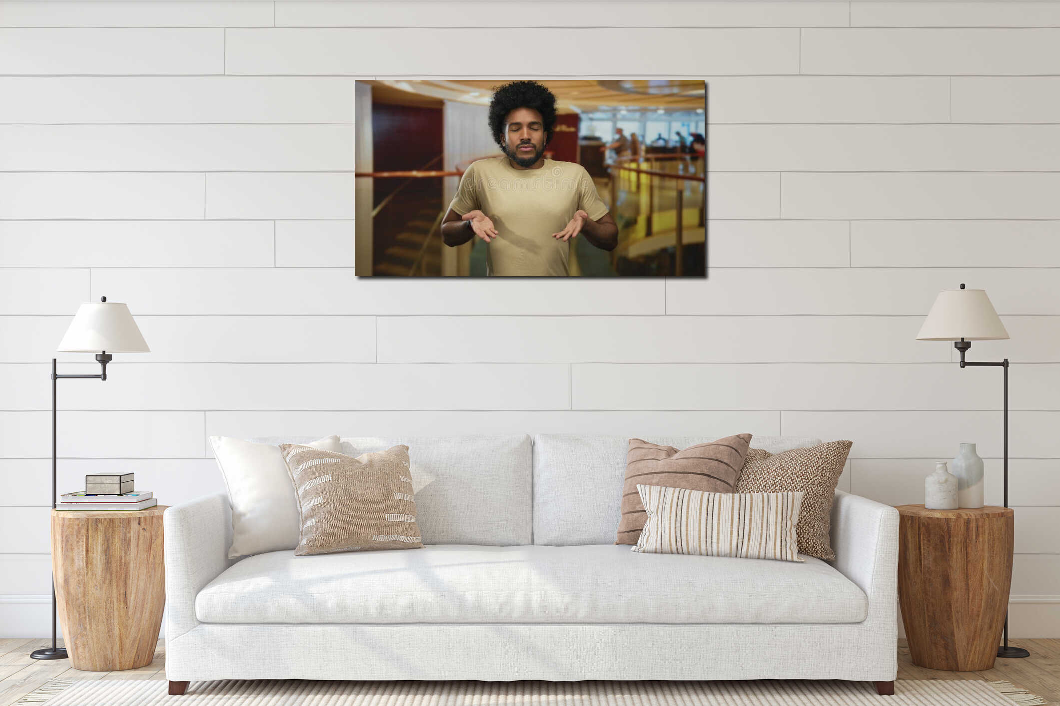 Canvas hanging interior mockup