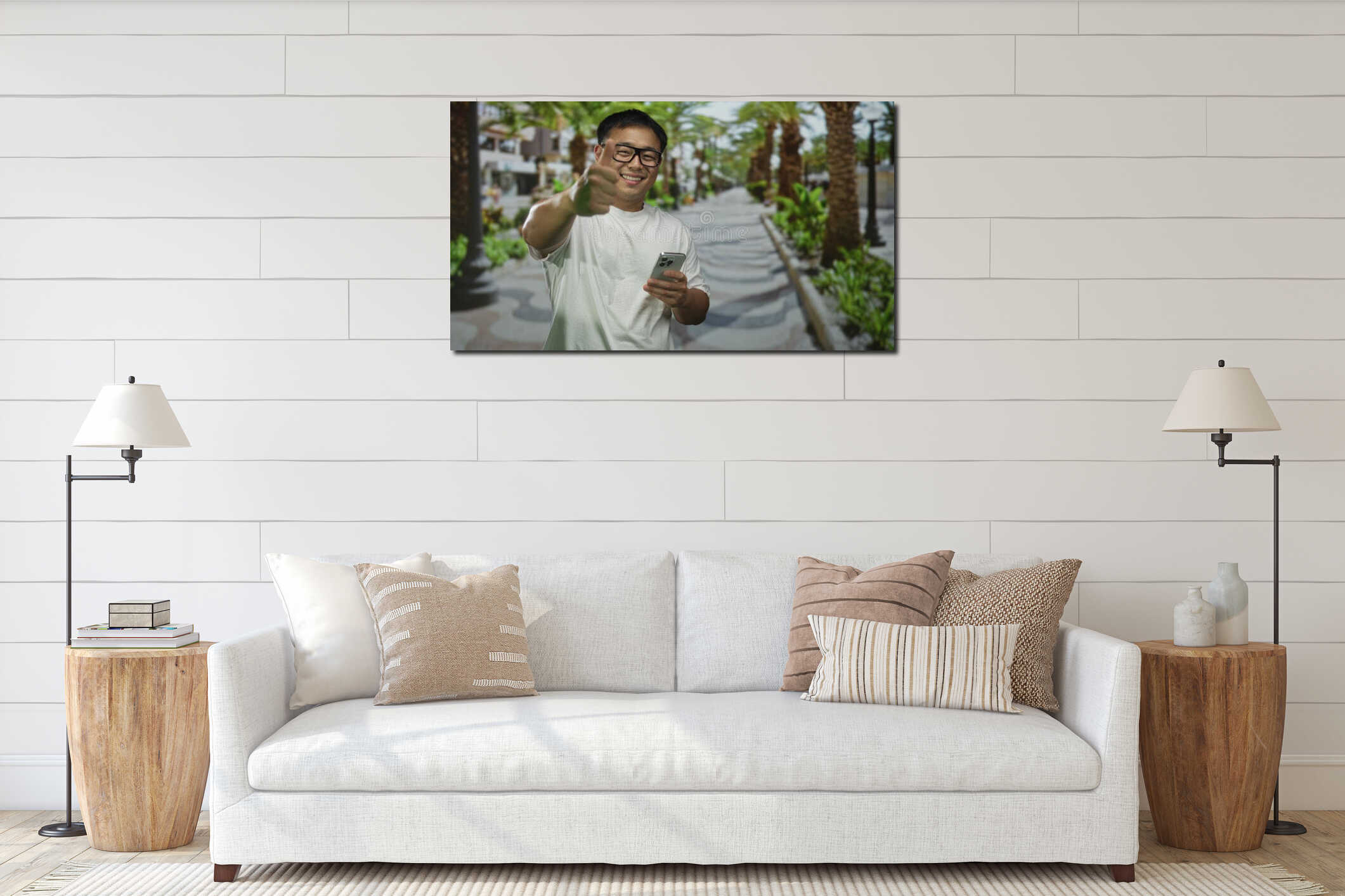 Canvas hanging interior mockup