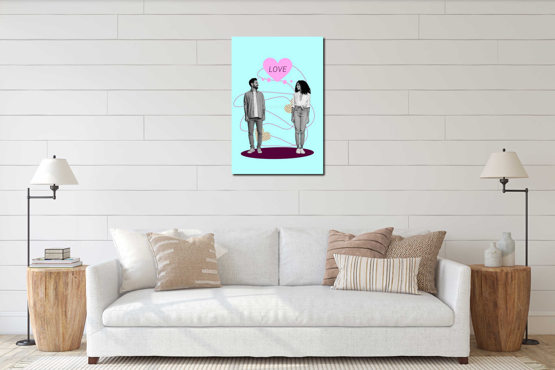 Canvas hanging interior mockup