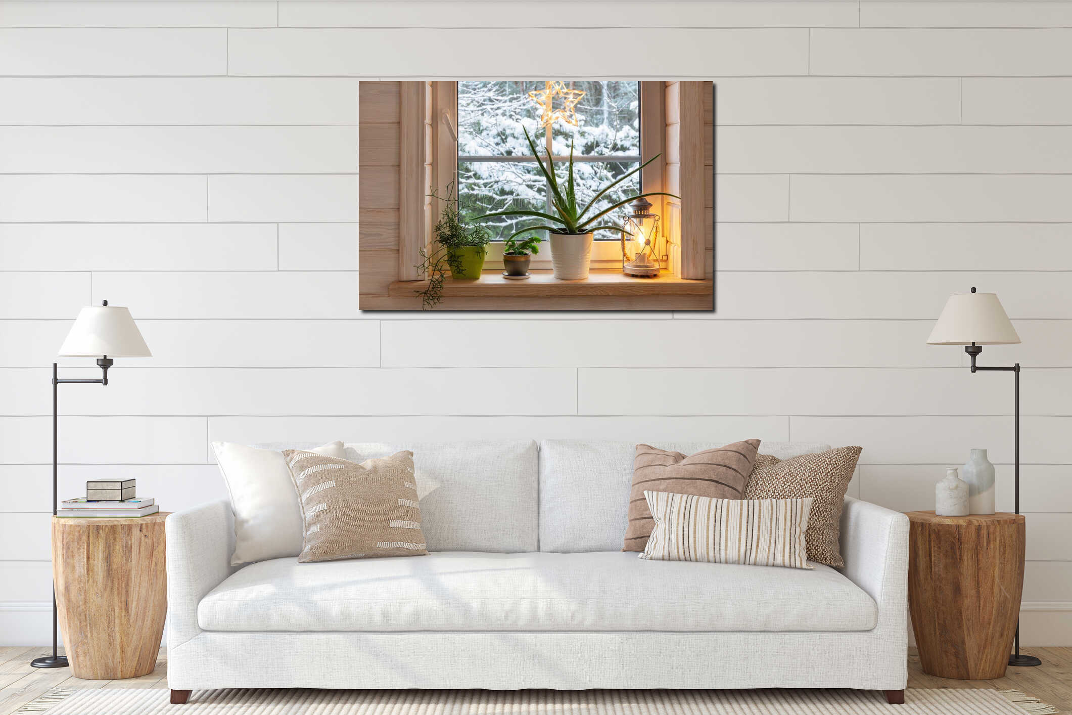 Canvas hanging interior mockup