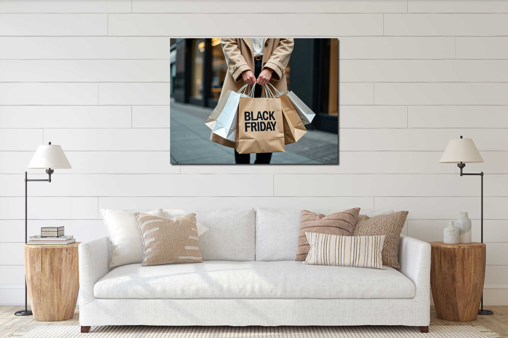 Canvas hanging interior mockup
