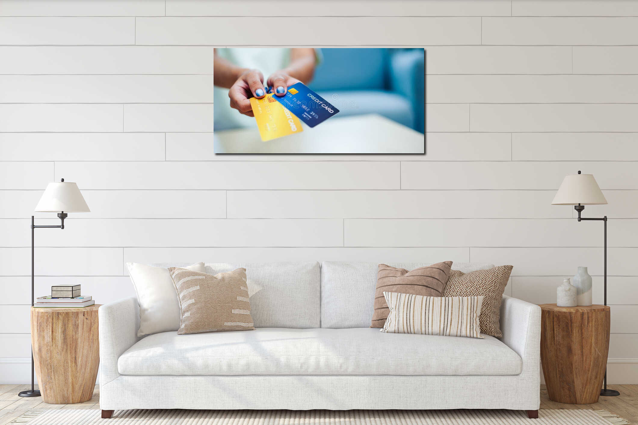 Canvas hanging interior mockup