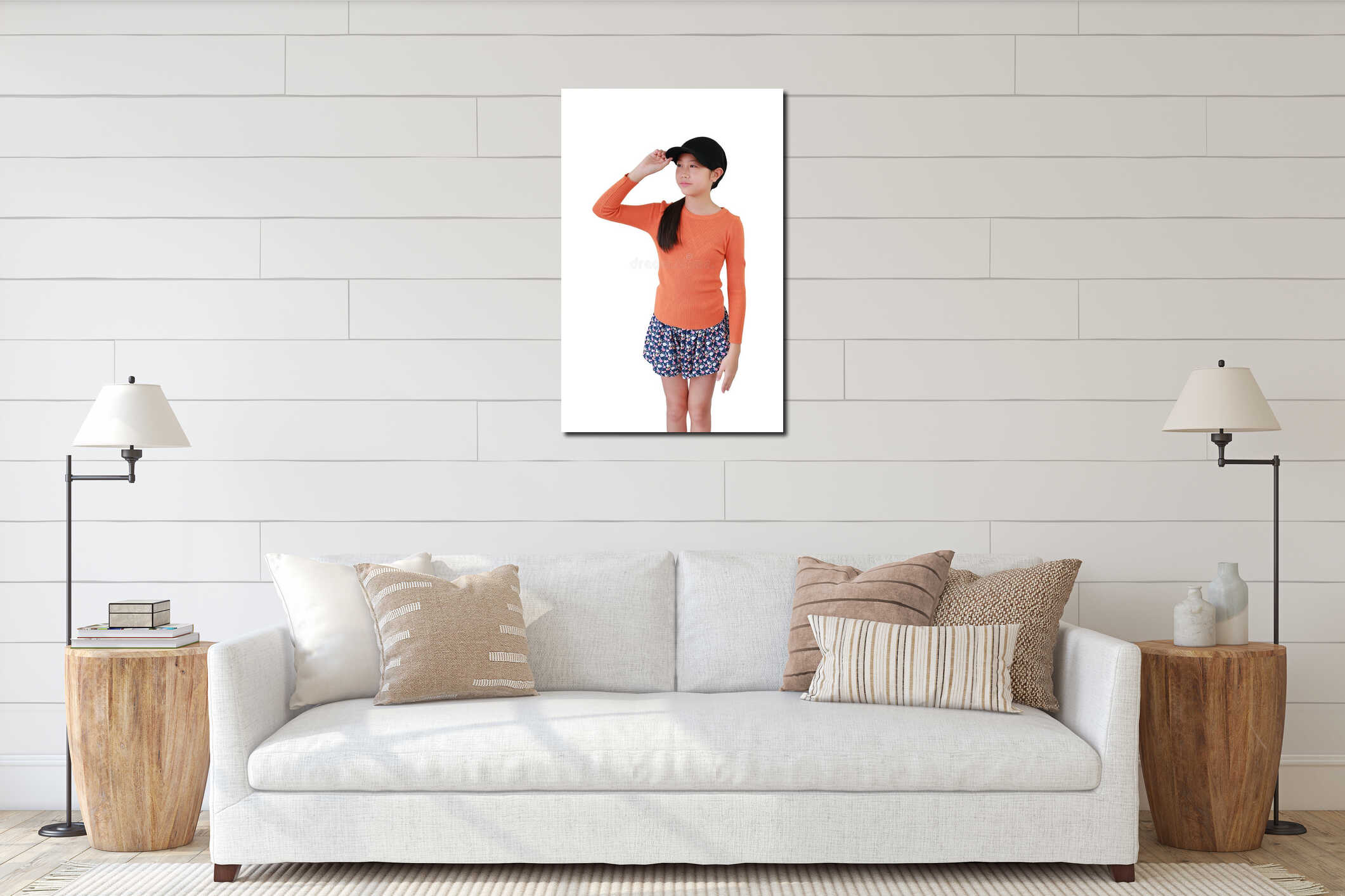 Canvas hanging interior mockup