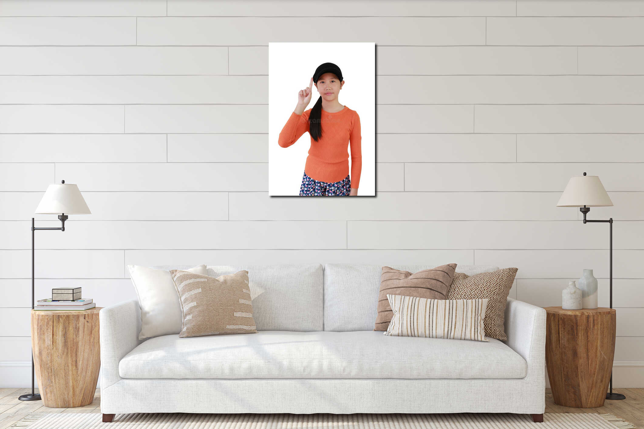 Canvas hanging interior mockup