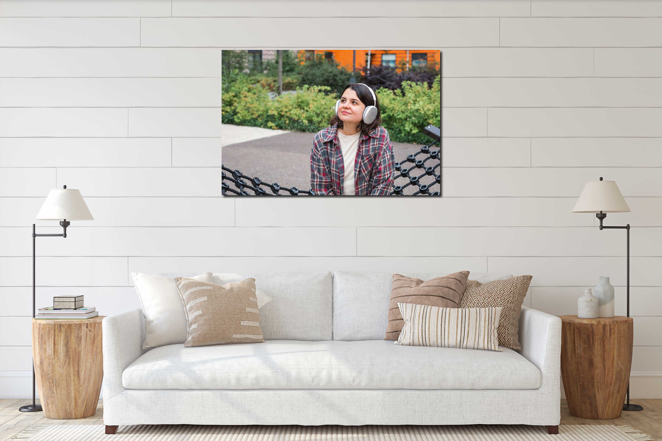 Canvas hanging interior mockup