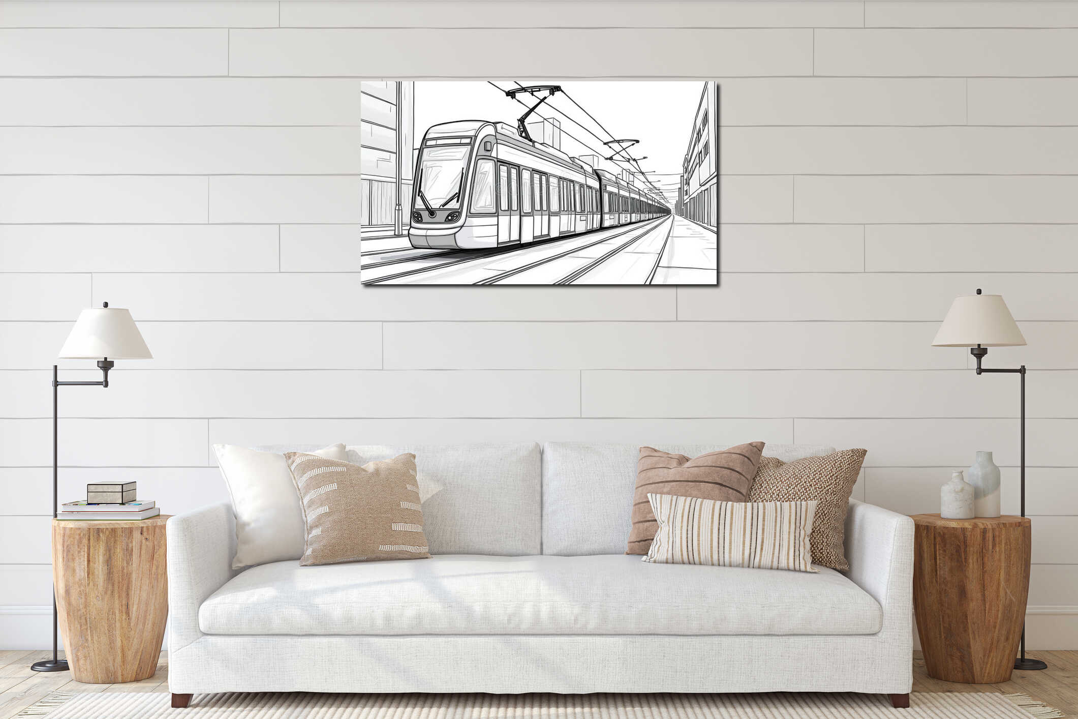 Canvas hanging interior mockup
