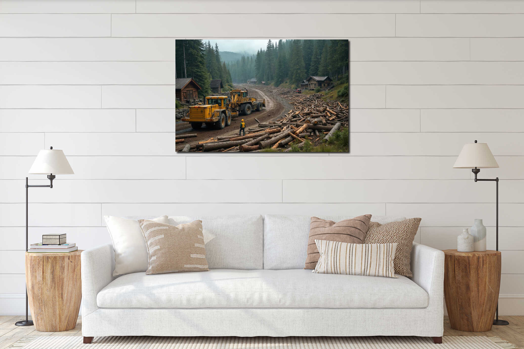 Canvas hanging interior mockup