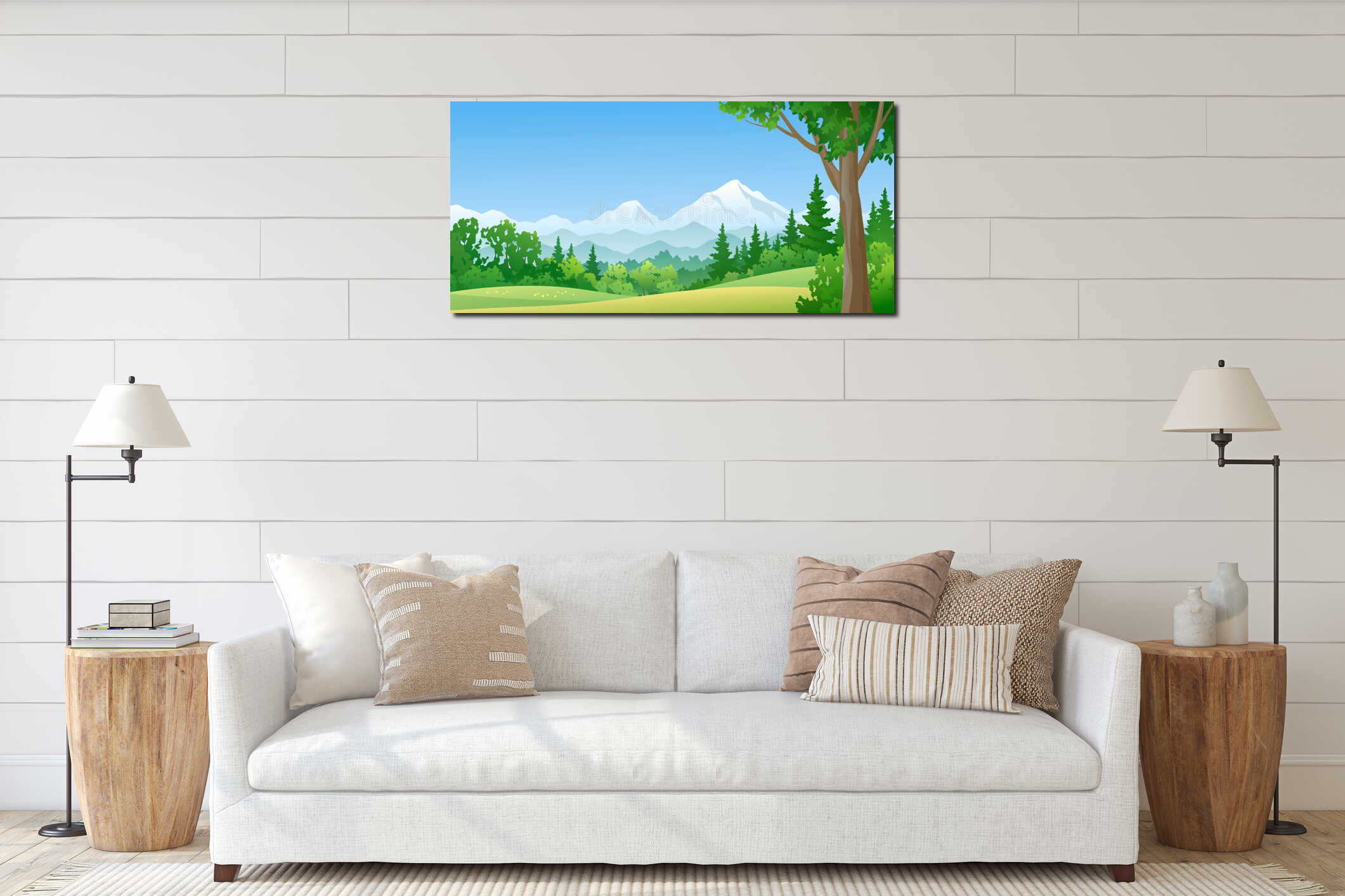 Canvas hanging interior mockup
