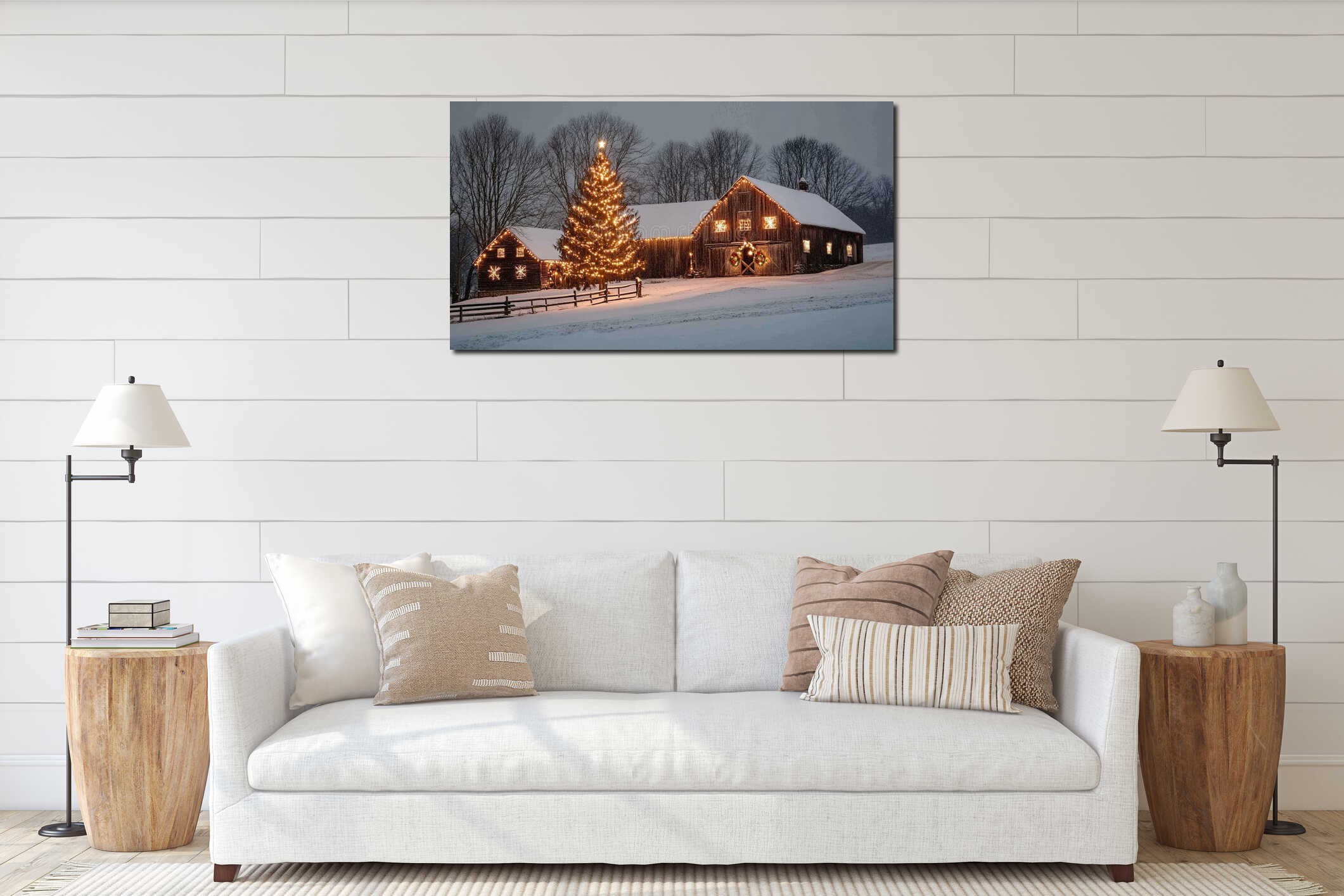 Canvas hanging interior mockup