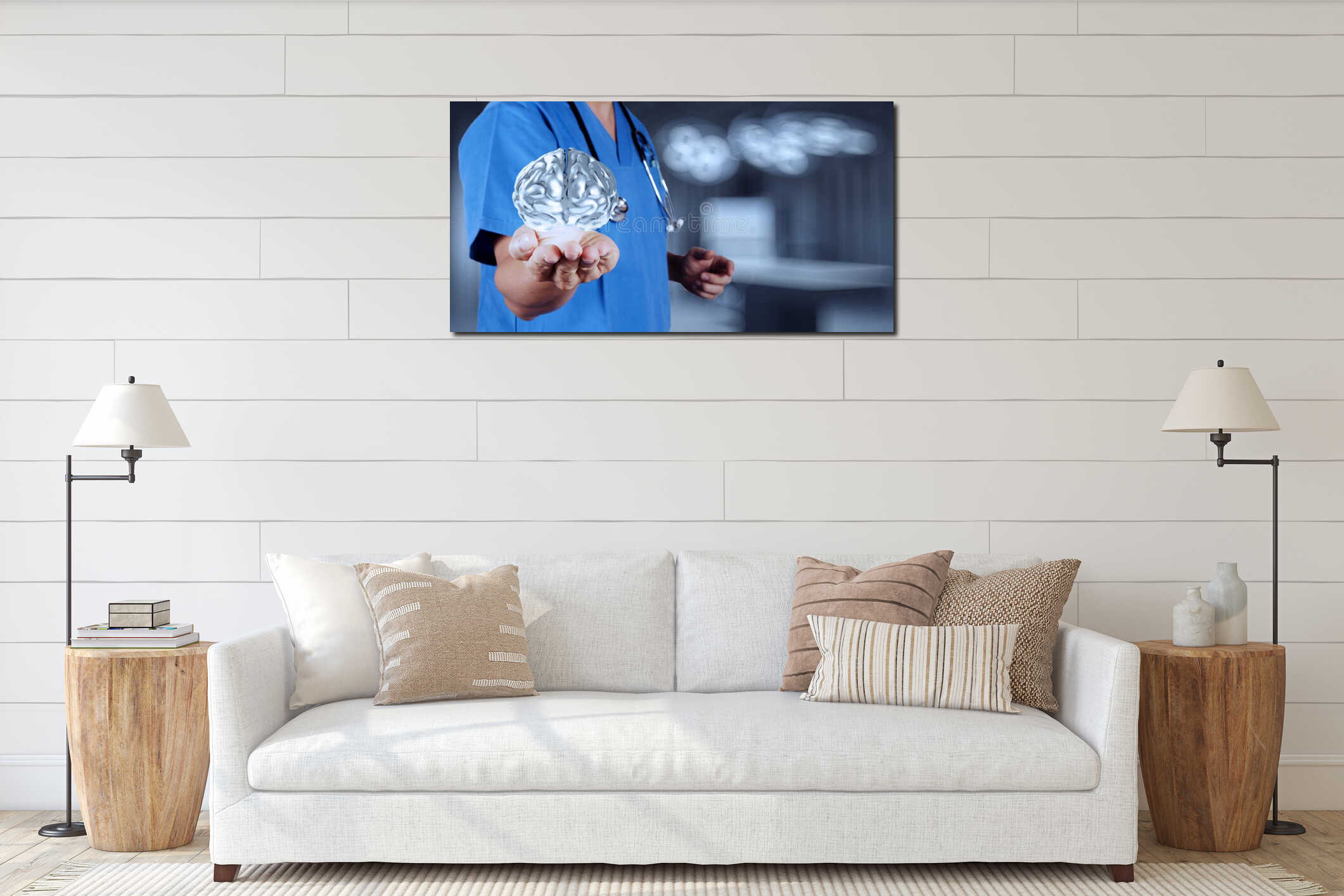 Canvas hanging interior mockup