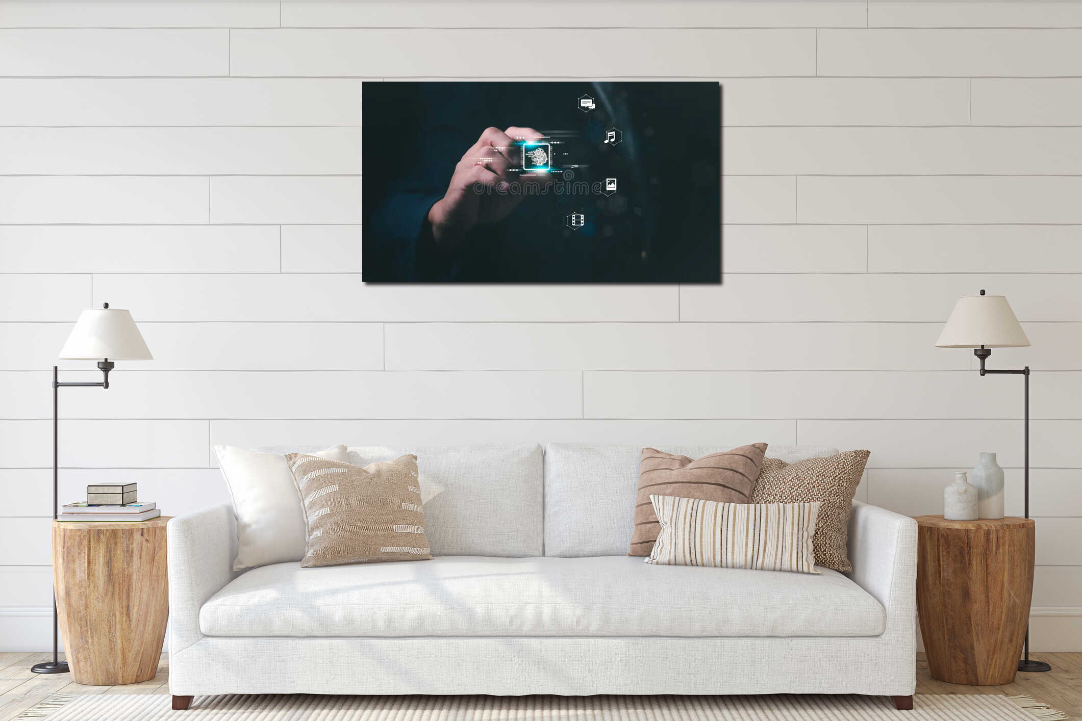 Canvas hanging interior mockup