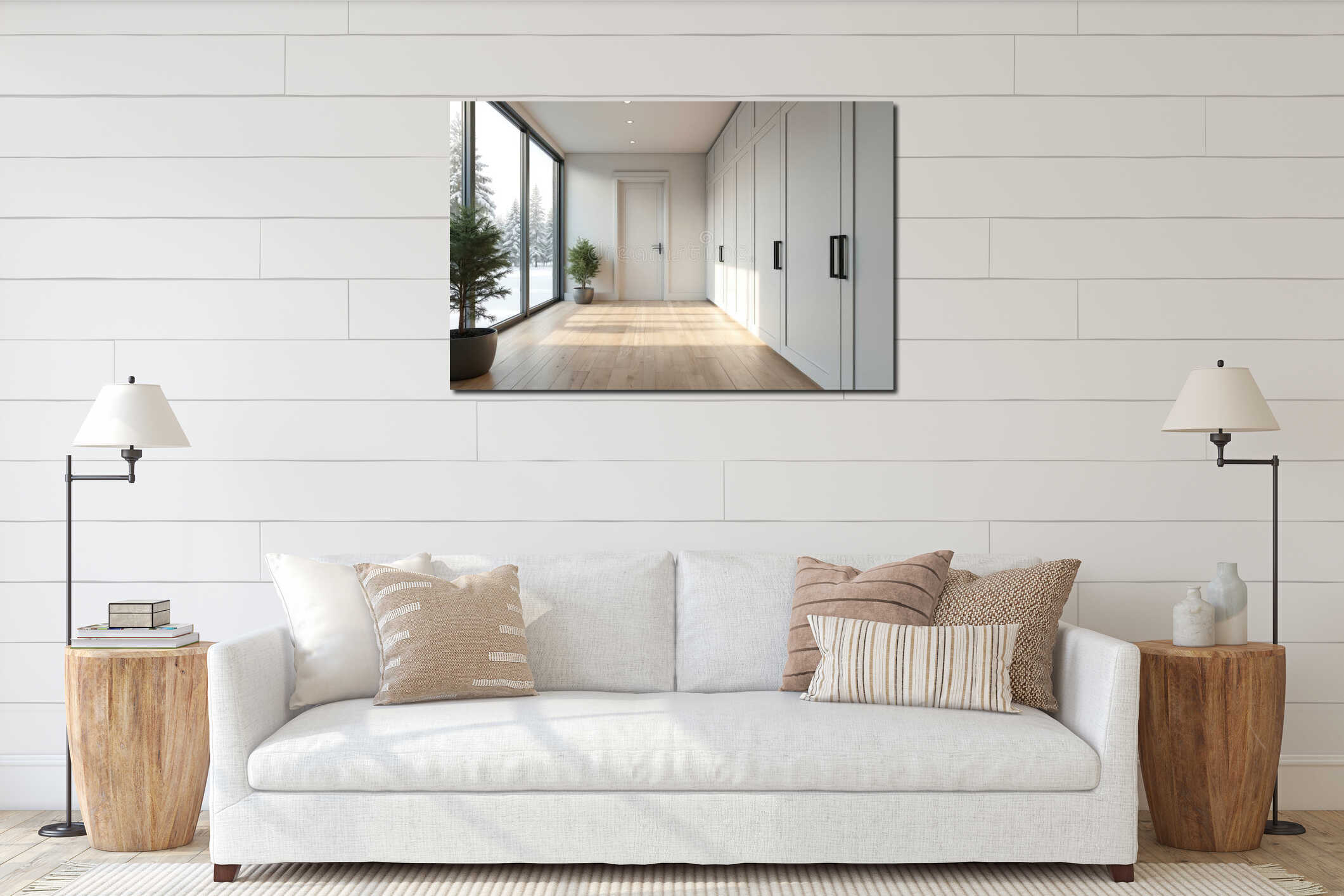 Canvas hanging interior mockup