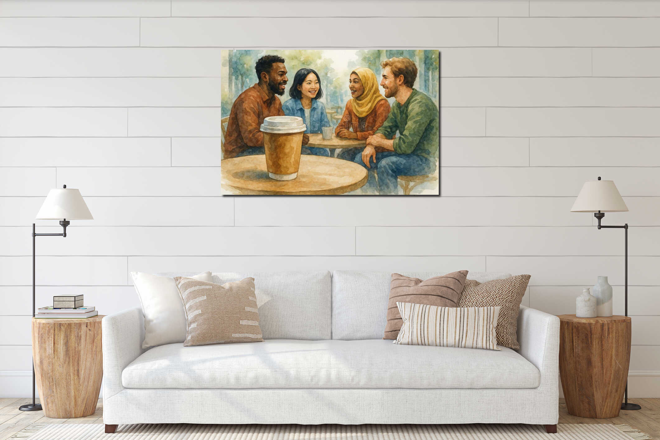 Canvas hanging interior mockup