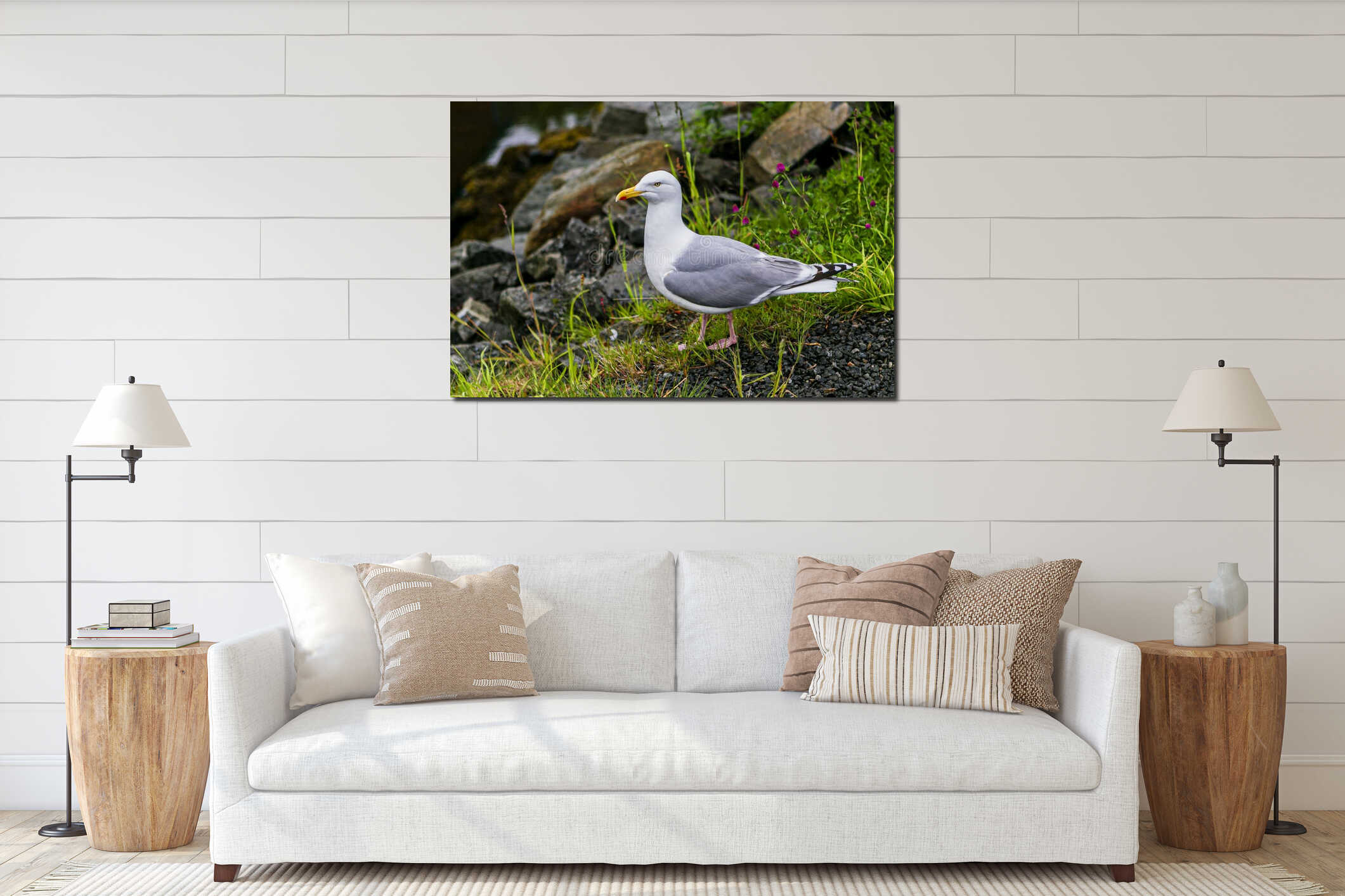 Canvas hanging interior mockup