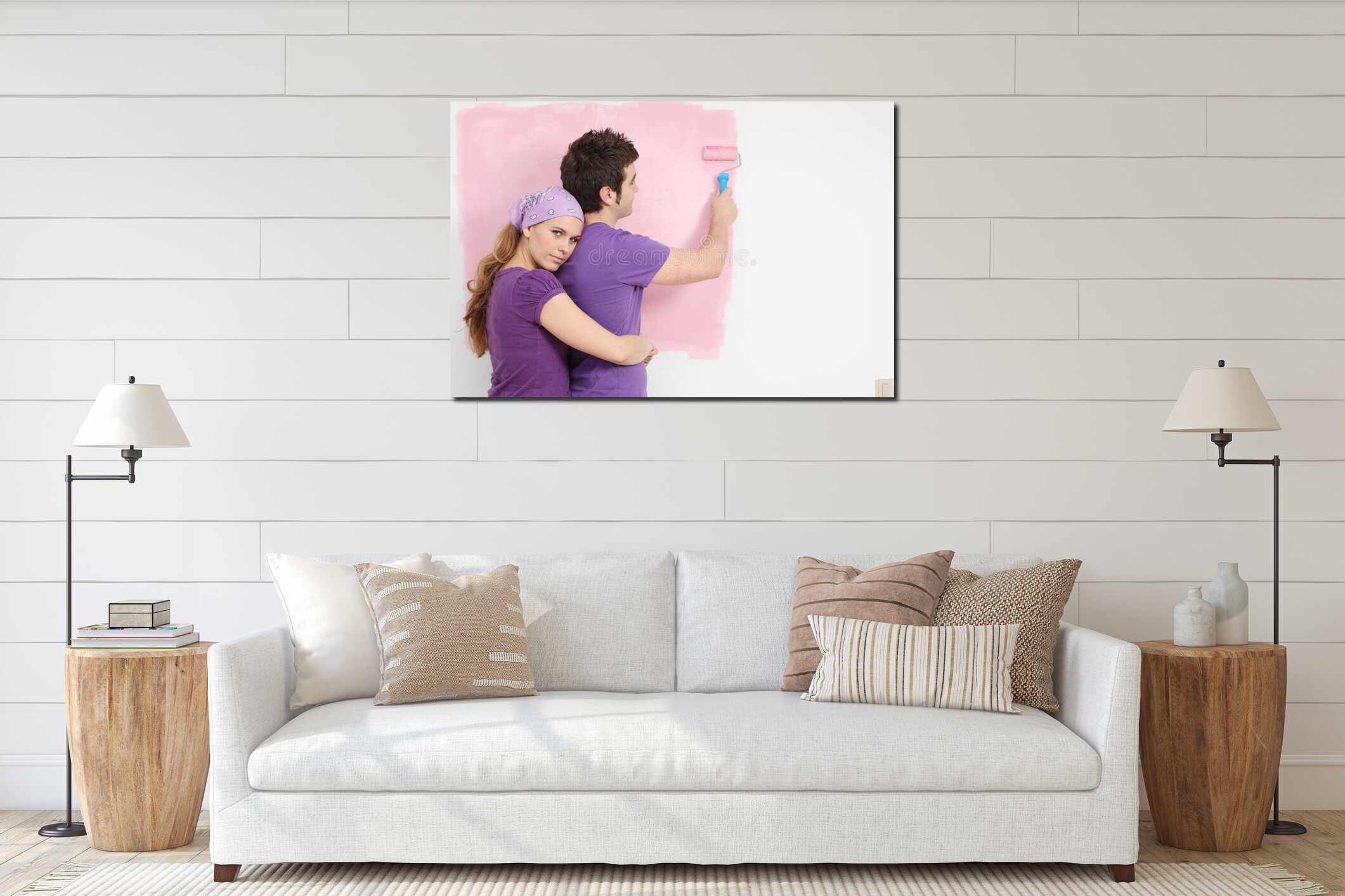 Canvas hanging interior mockup