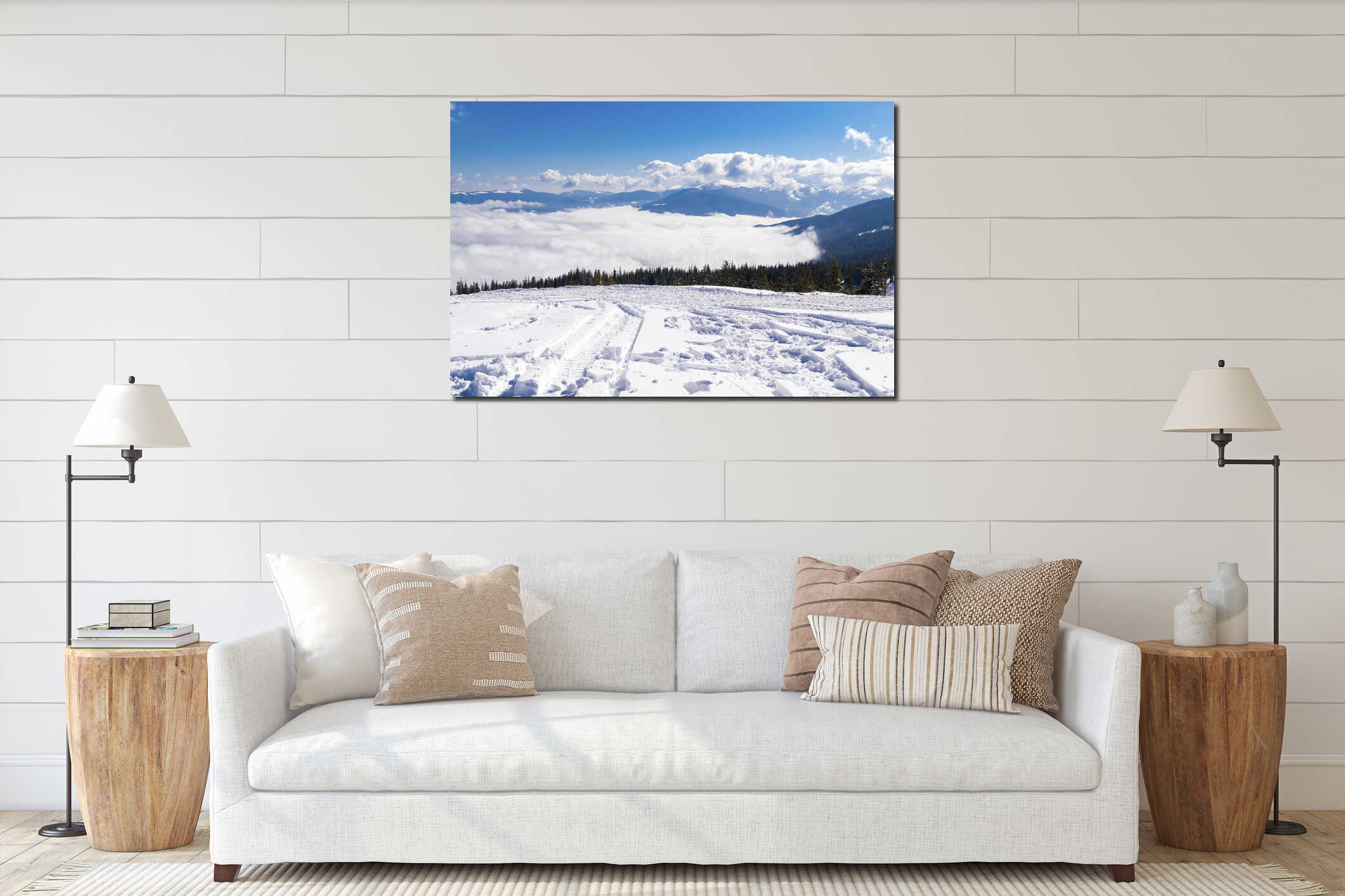 Canvas hanging interior mockup