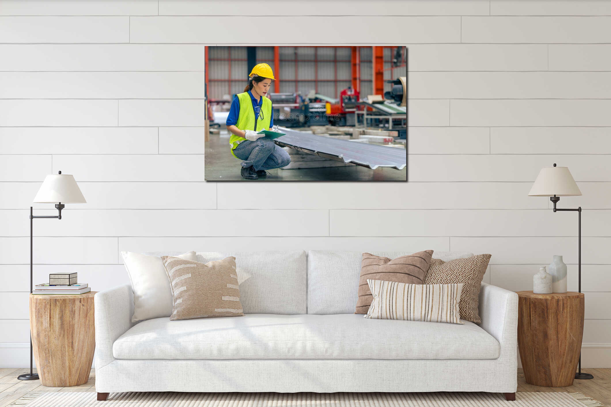 Canvas hanging interior mockup