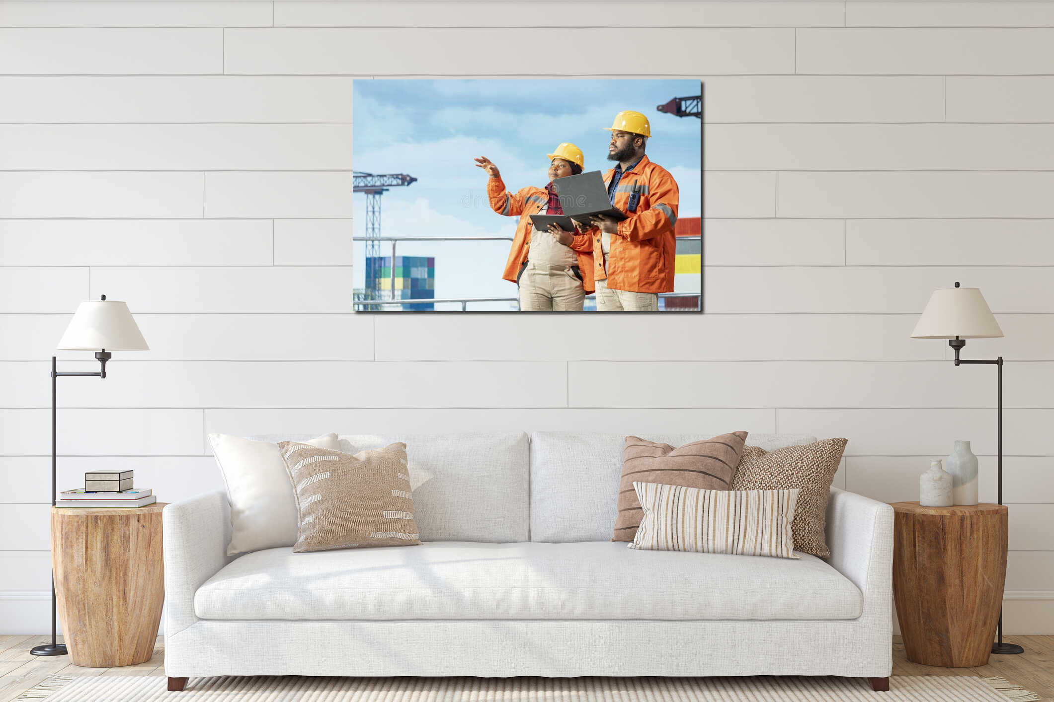 Canvas hanging interior mockup