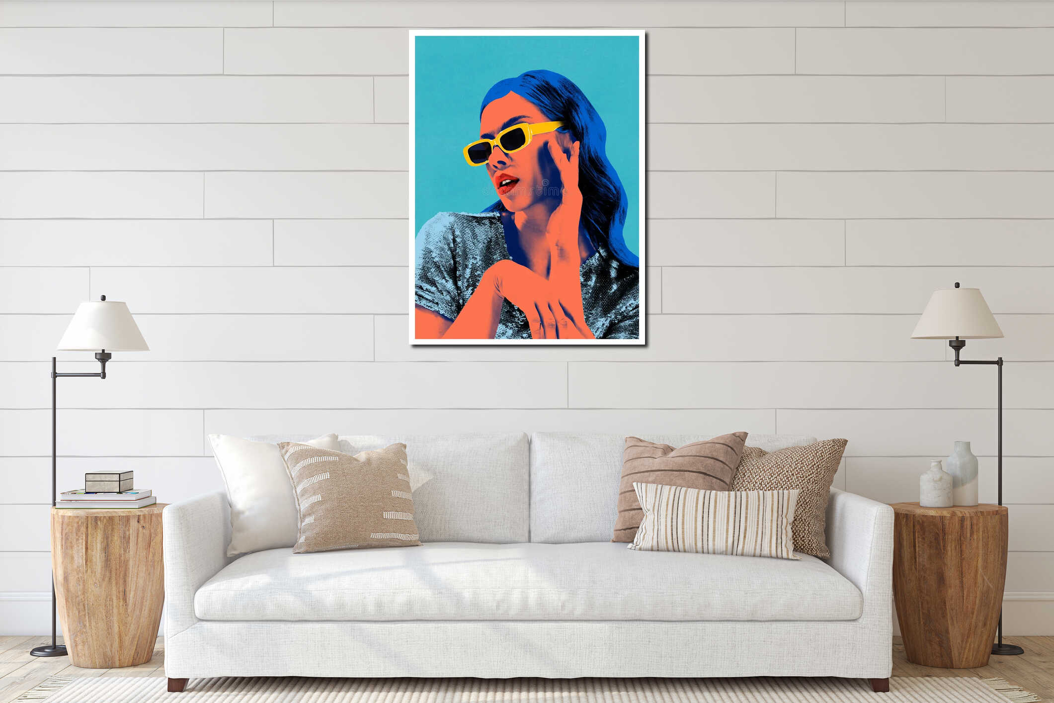 Canvas hanging interior mockup